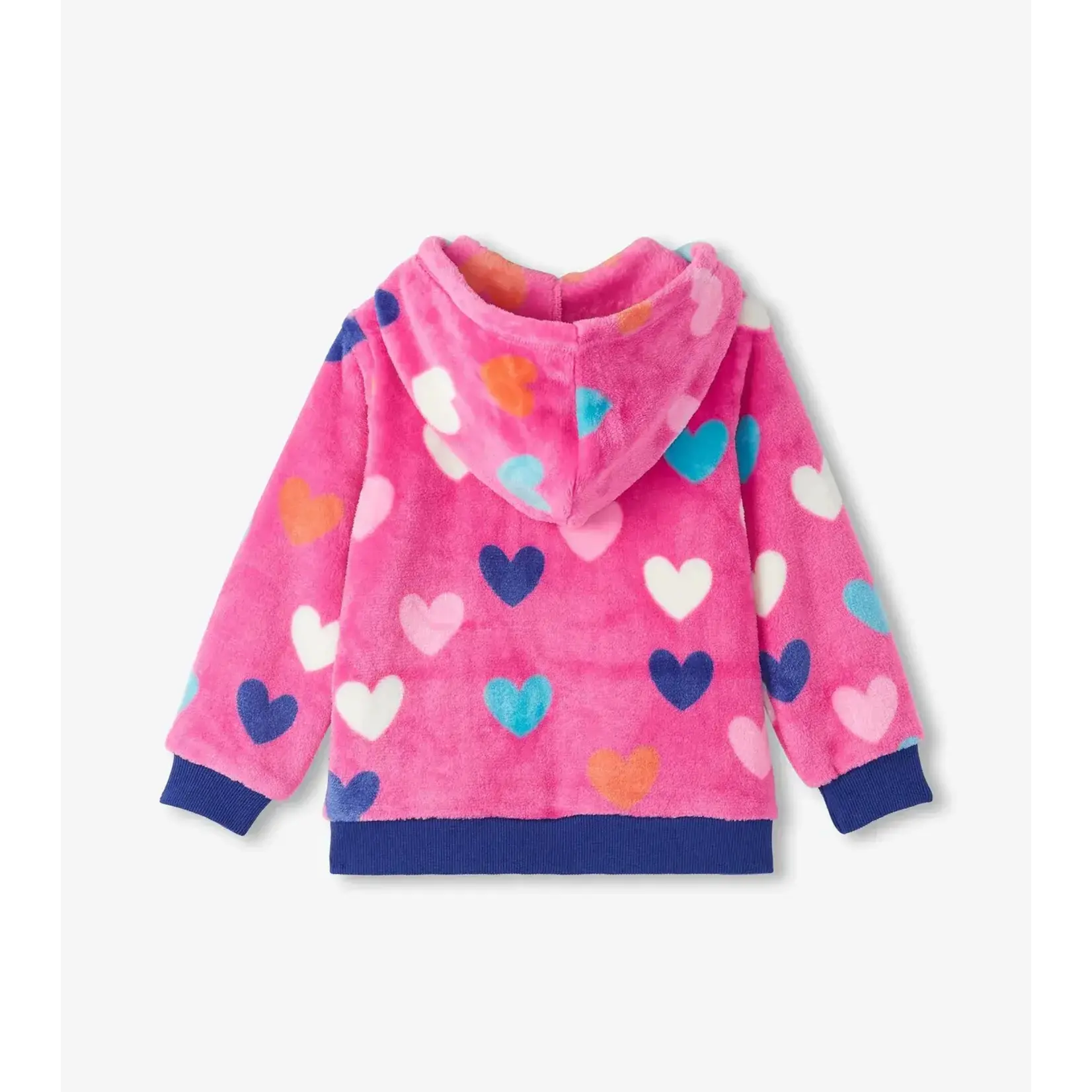 HATLEY HEARTS FUZZY FLEECE GIRLS ZIP-UP HOODIE