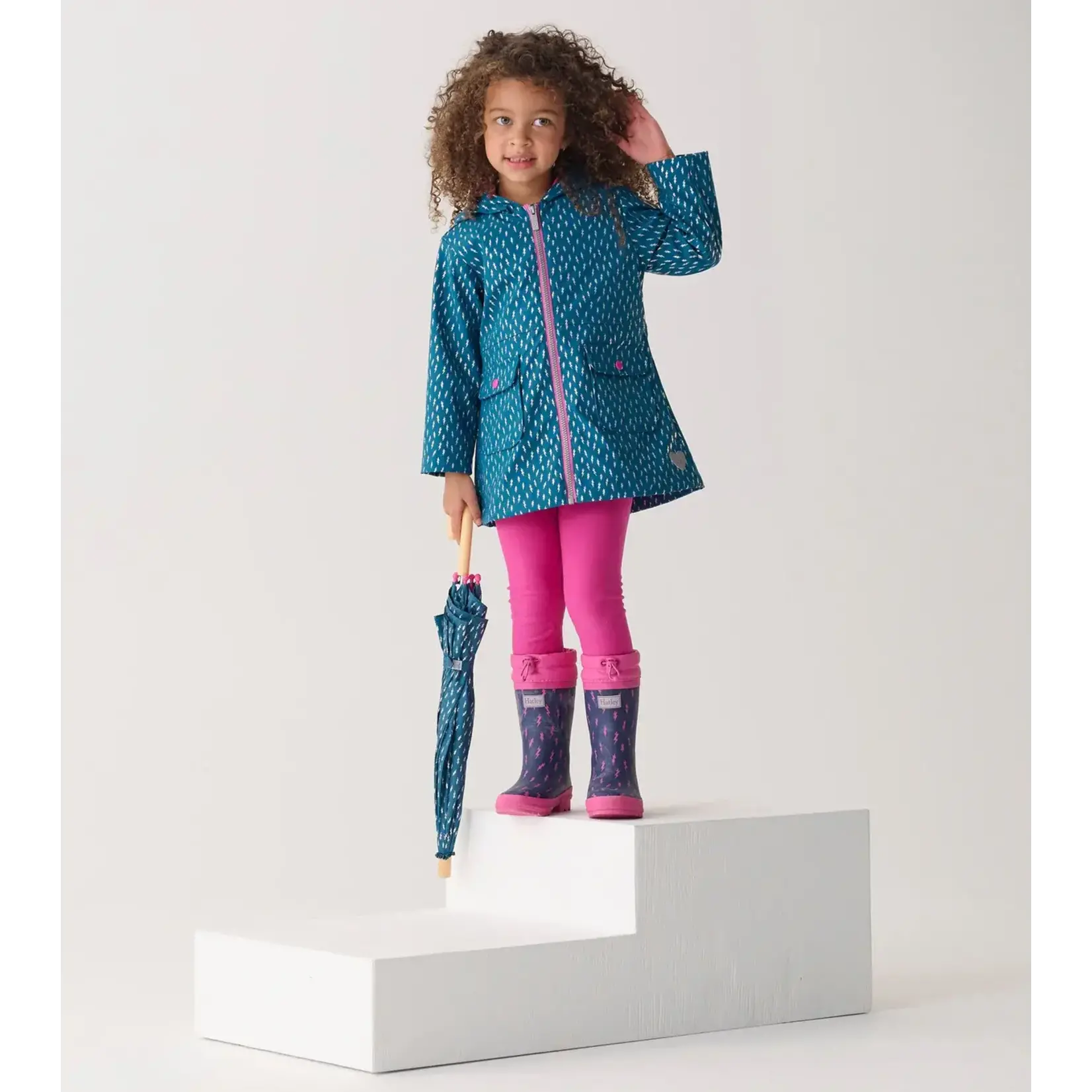 HATLEY MINI LIGHTENING BOLTS GIRLS ZIP-UP  RAIN JACKET