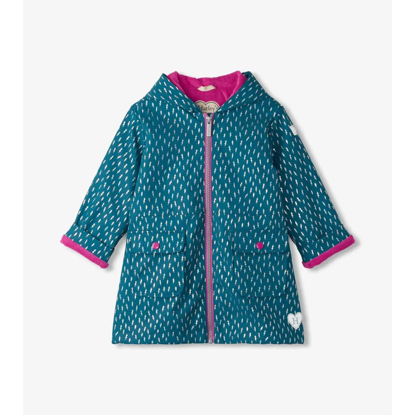 HATLEY MINI LIGHTENING BOLTS ZIP-UP TWEEN RAIN JACKET