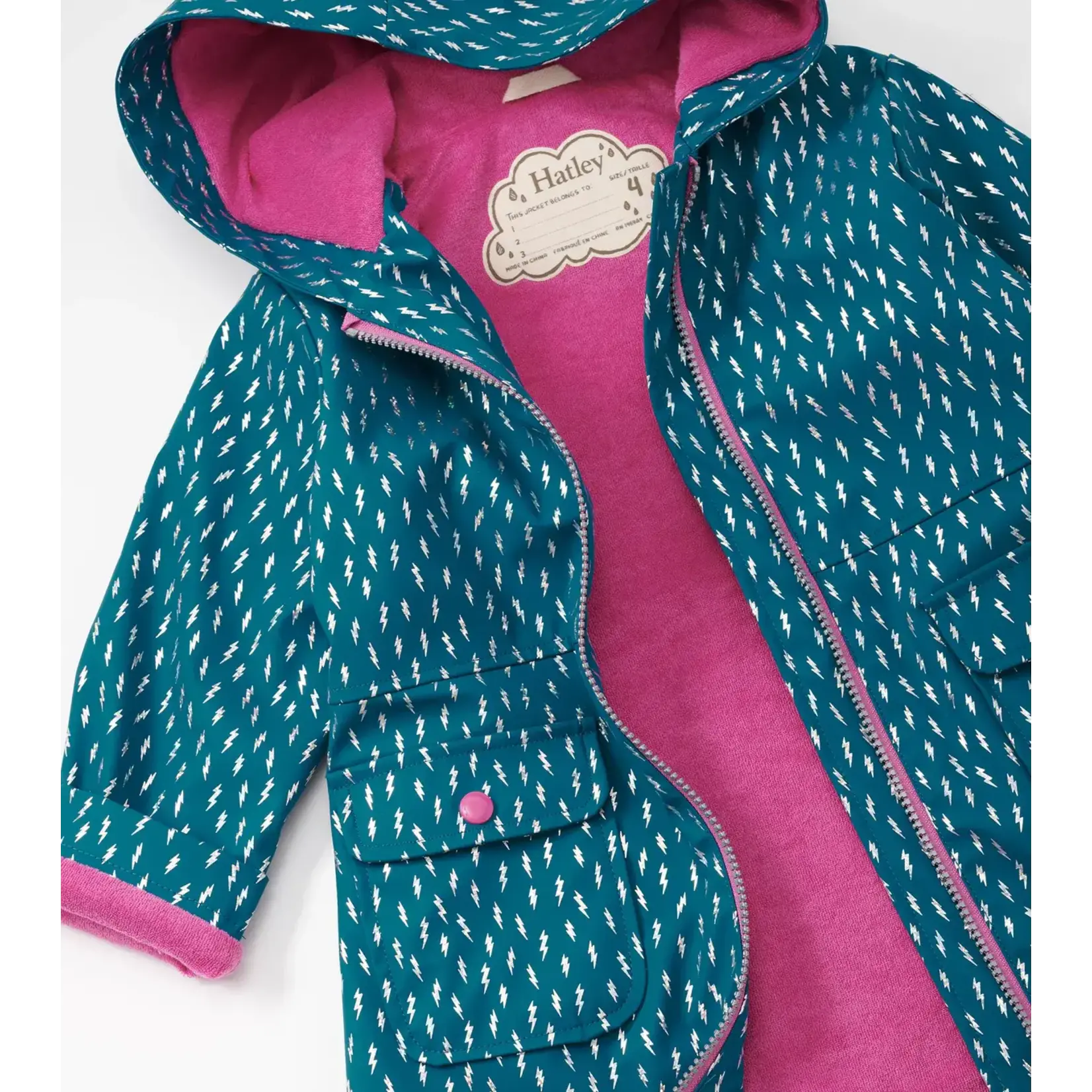 HATLEY MINI LIGHTENING BOLTS ZIP-UP TWEEN RAIN JACKET