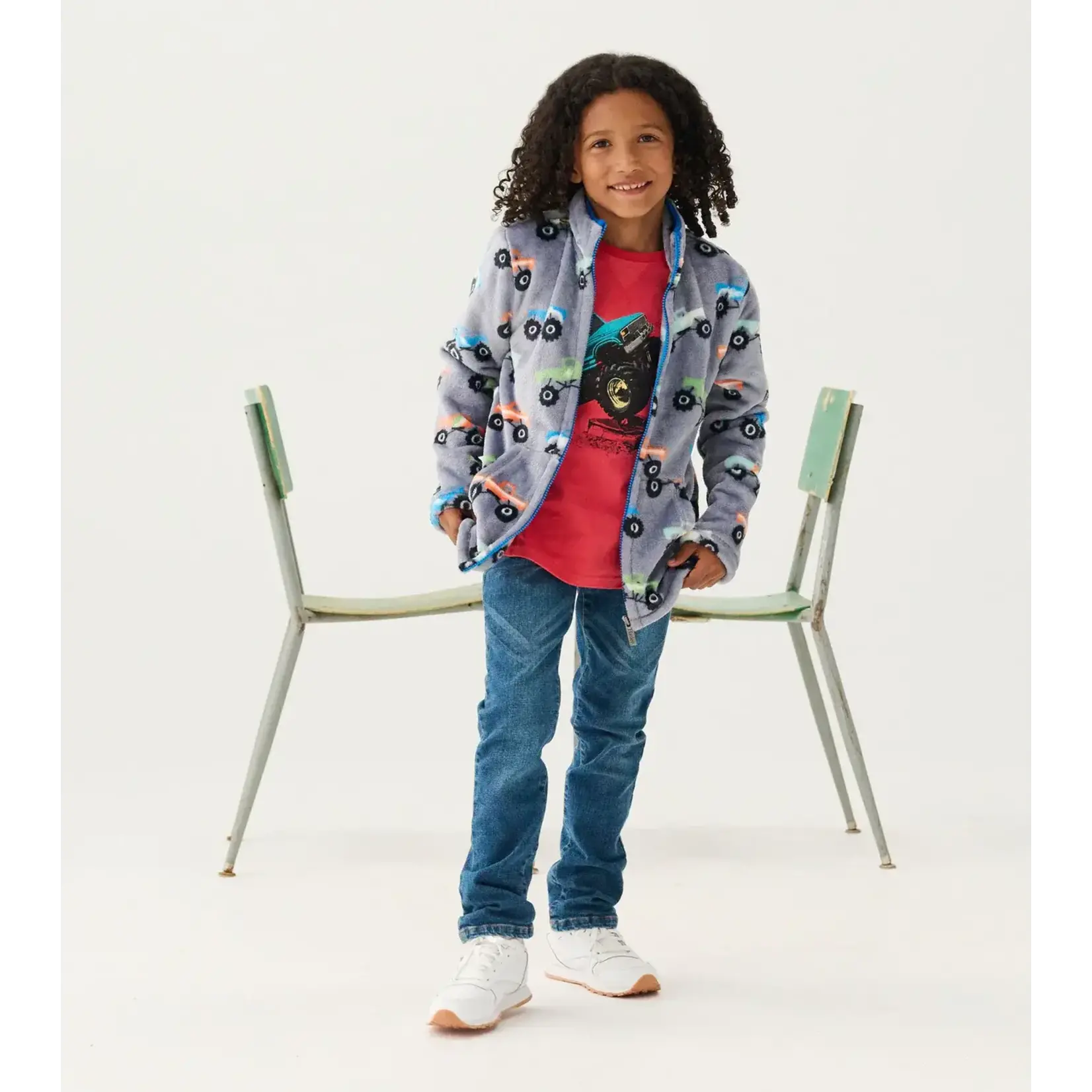 HATLEY MONSTER TRUCKS FUZZY FLEECE BOYS ZIP-UP JACKET