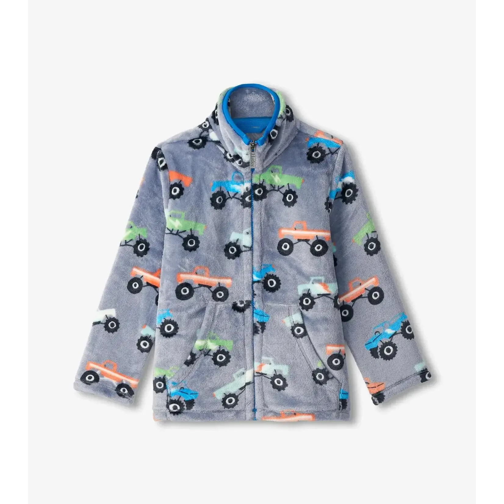 HATLEY Youth Boys Fuzzy Fleece Zip Up Jacket - Monster Trucks 8-14