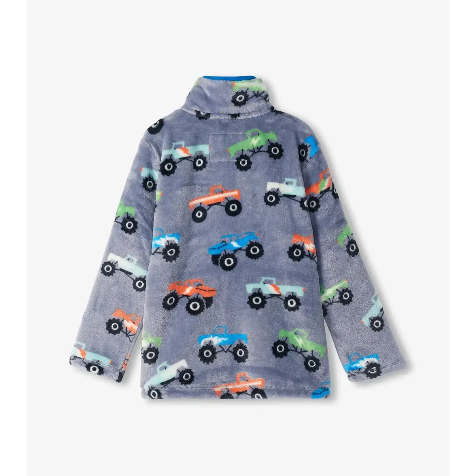 HATLEY MONSTER TRUCKS FUZZY FLEECE TWEEN ZIP-UP JACKET
