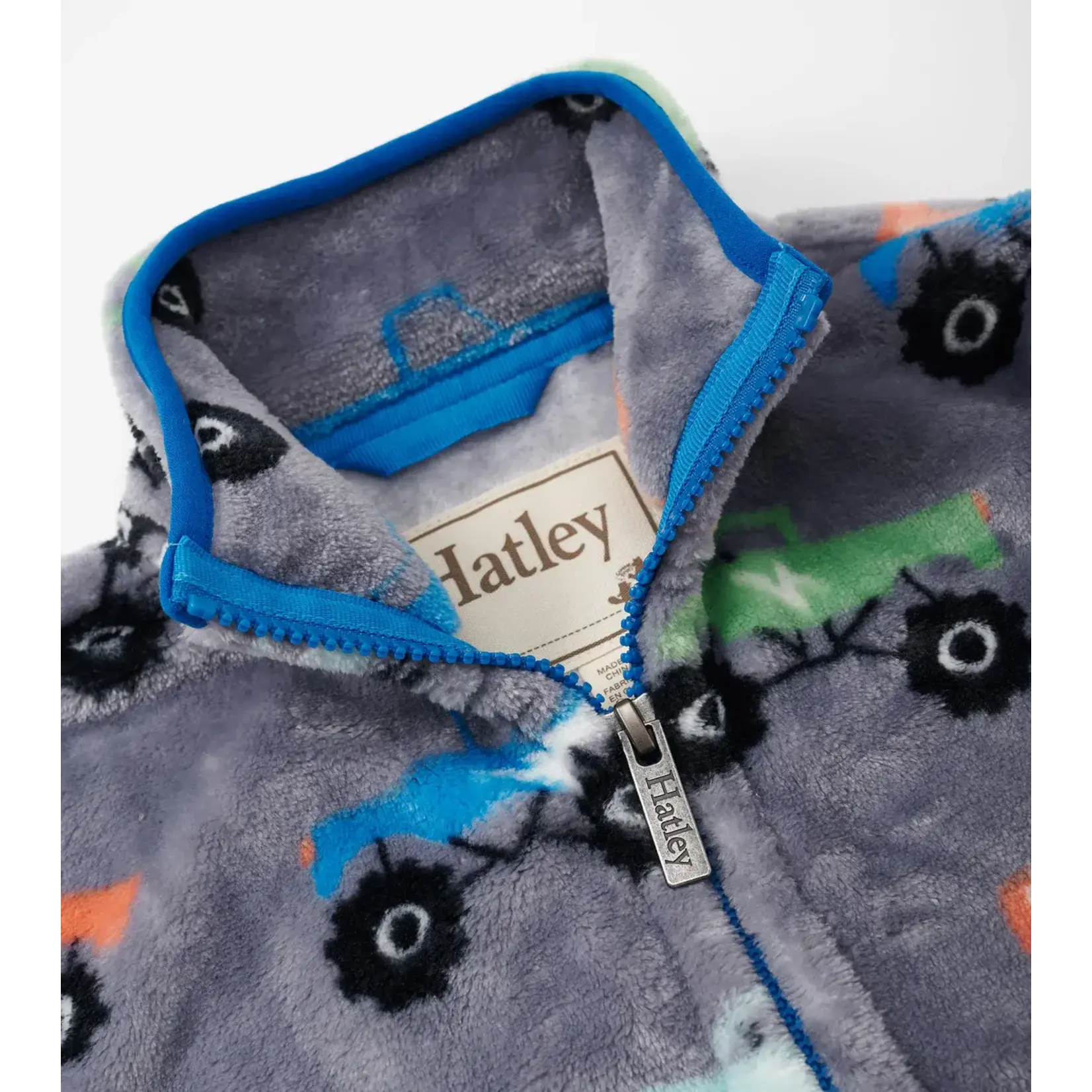 HATLEY MONSTER TRUCKS FUZZY FLEECE TWEEN ZIP-UP JACKET