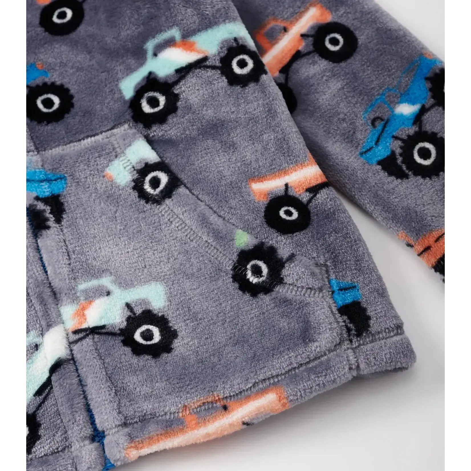 HATLEY Youth Boys Fuzzy Fleece Zip Up Jacket - Monster Trucks 8-14