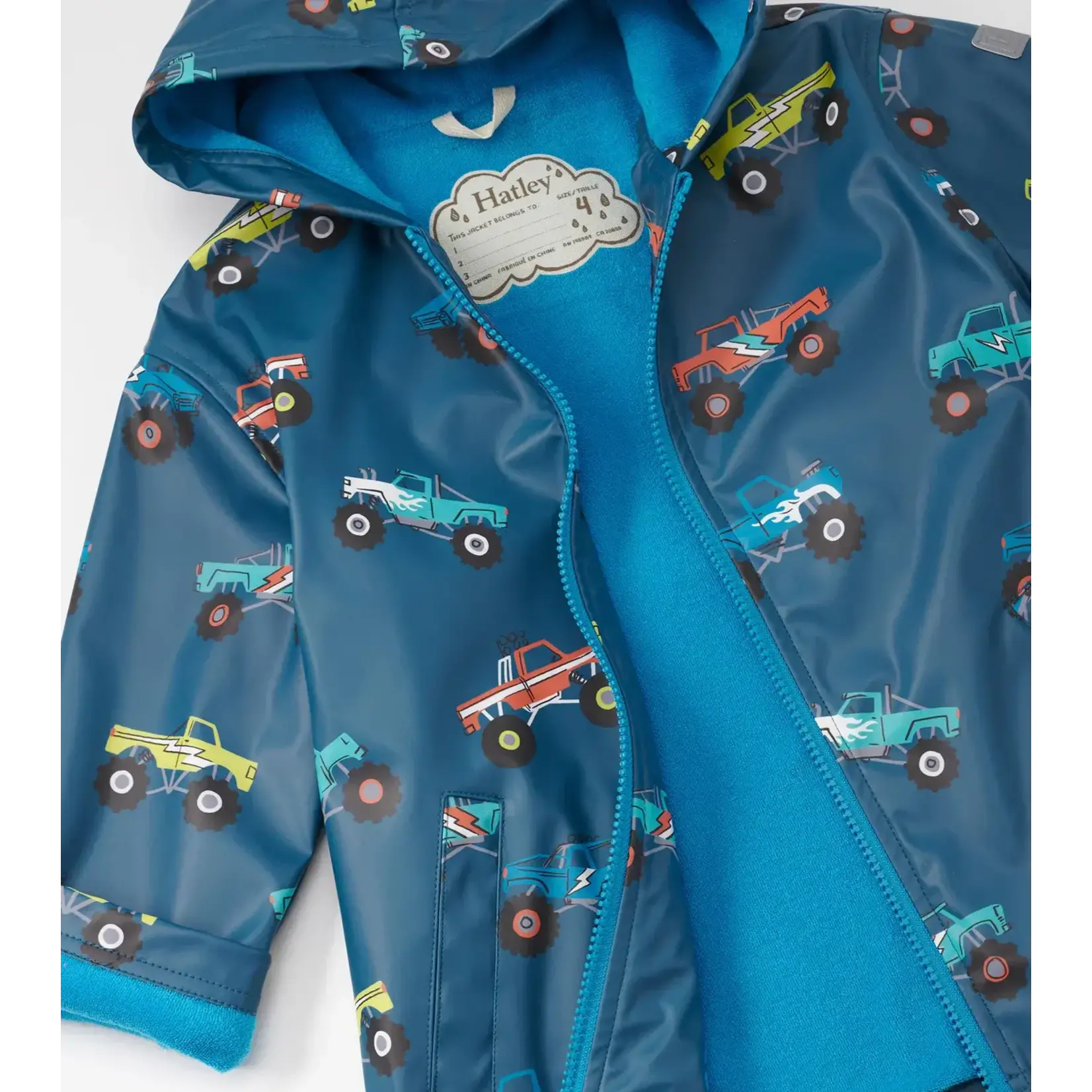 HATLEY MONSTER TRUCKS BOYS ZIP-UP RAIN JACKET