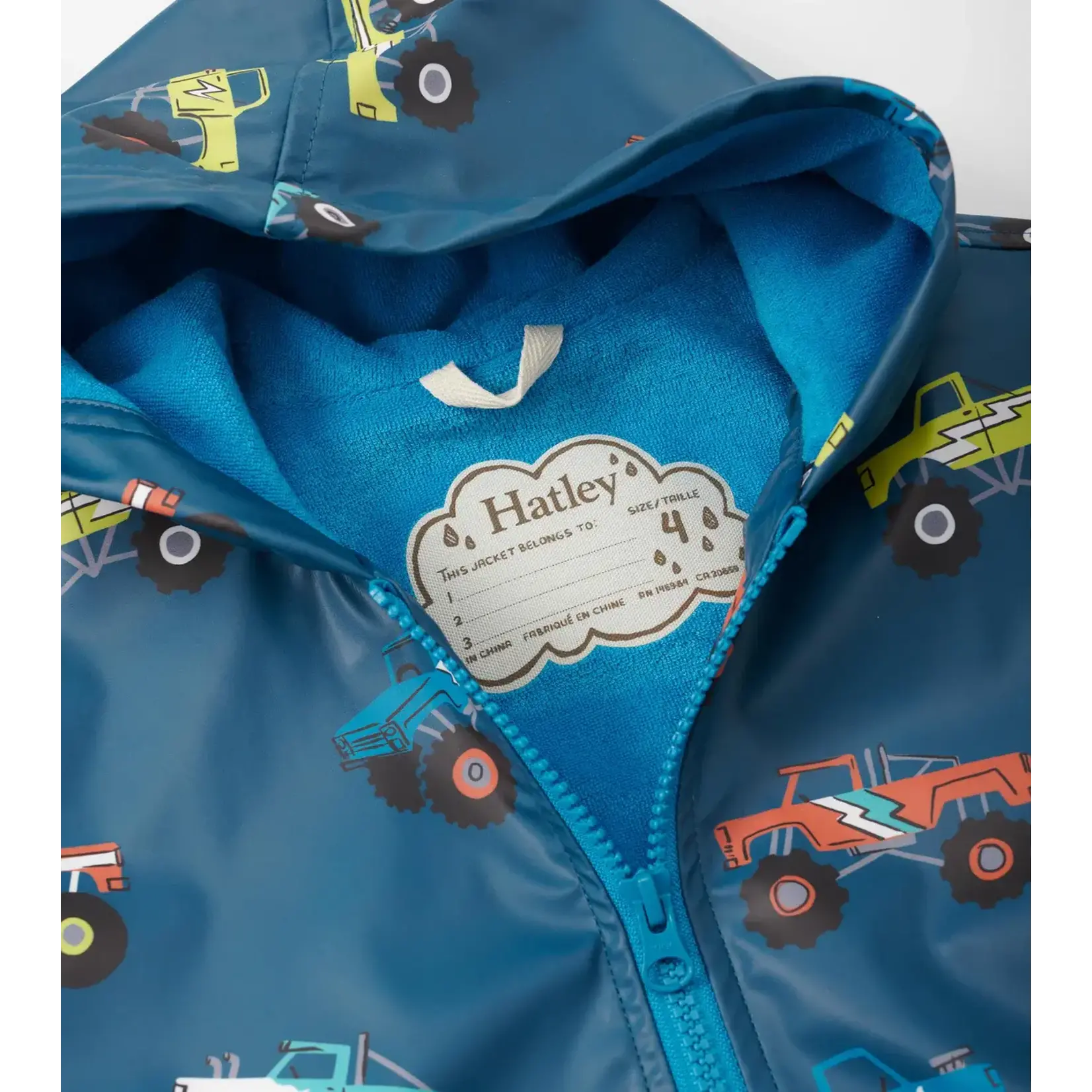 HATLEY MONSTER TRUCKS BOYS ZIP-UP RAIN JACKET