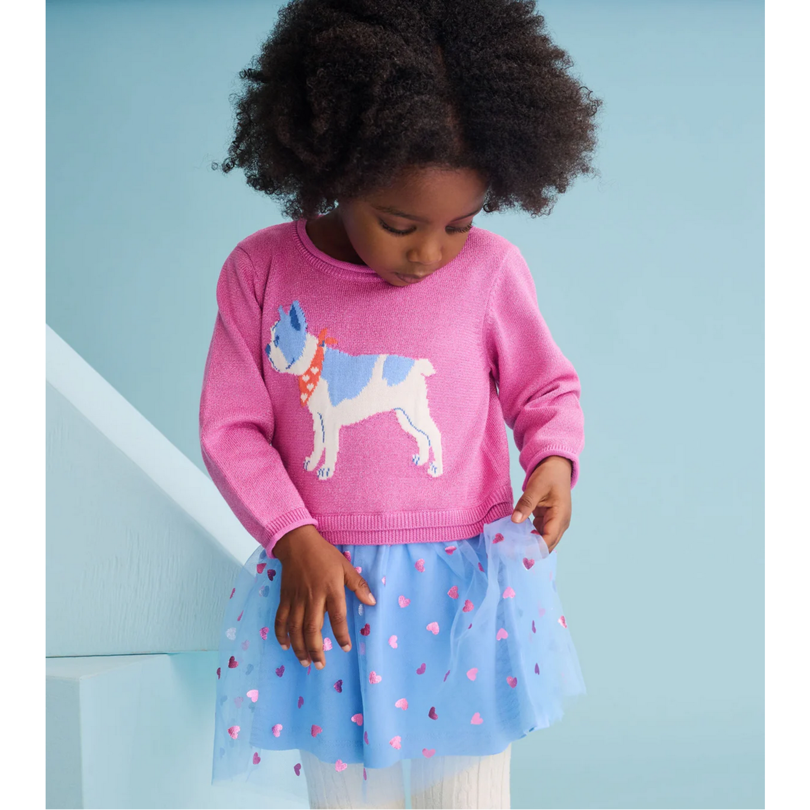 HATLEY BABY FRENCH BULLDOGS DROP WAIST SWEATER DRESS
