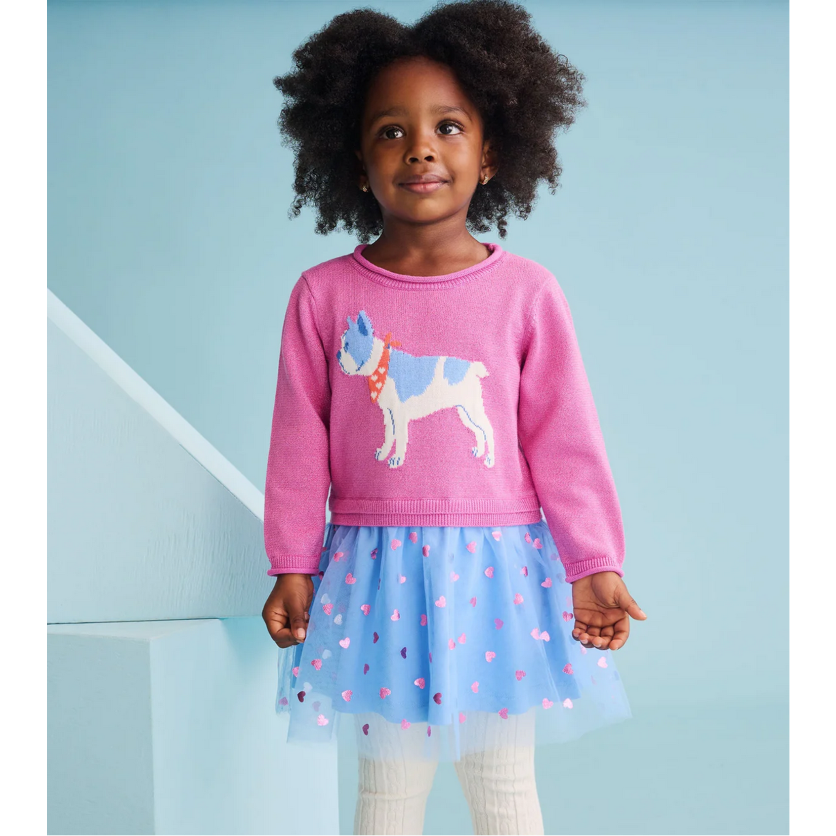 HATLEY BABY FRENCH BULLDOGS DROP WAIST SWEATER DRESS