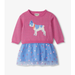 HATLEY GIRLS FRENCH BULLDOG DROP WAIST SWEATER DRESS