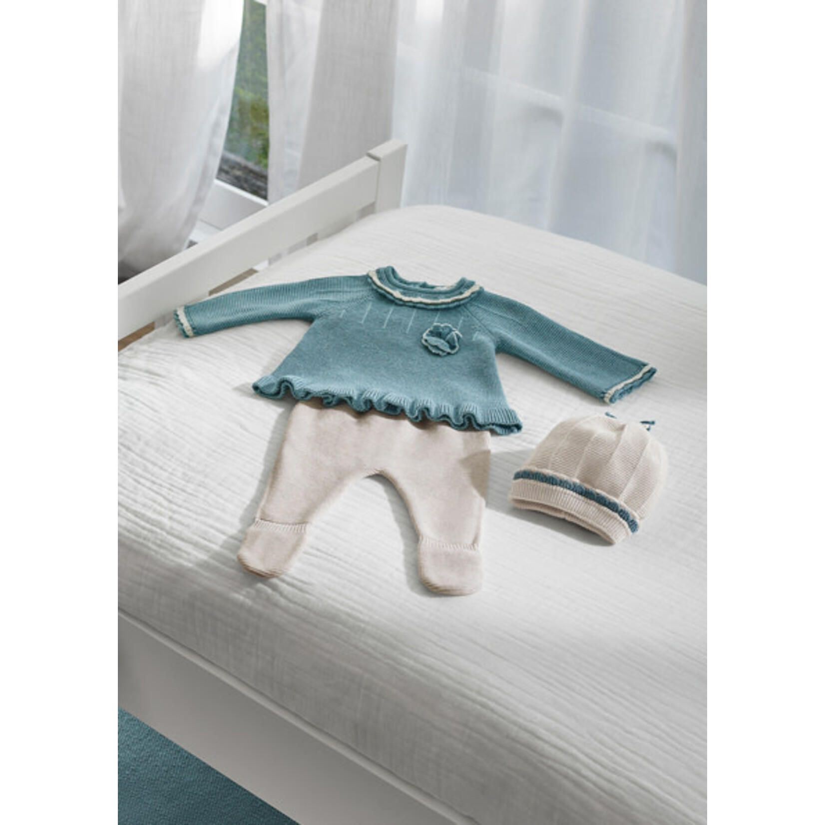 MAYORAL NEWBORN 3PC TRICOT SET NEWBORN GIRL