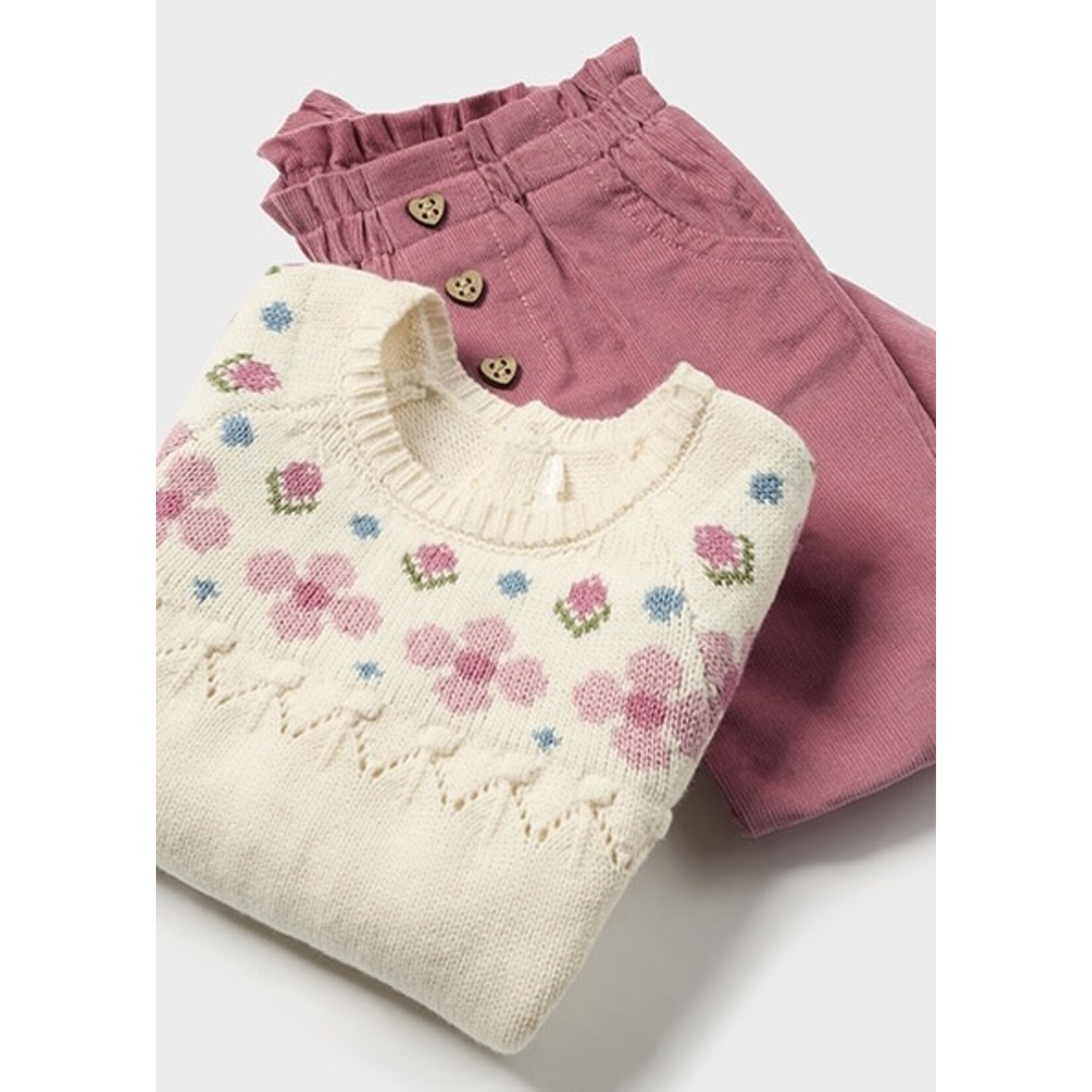 MAYORAL NEWBORN CORDUROY PANTS AND SWEATER SET BABY GIRL