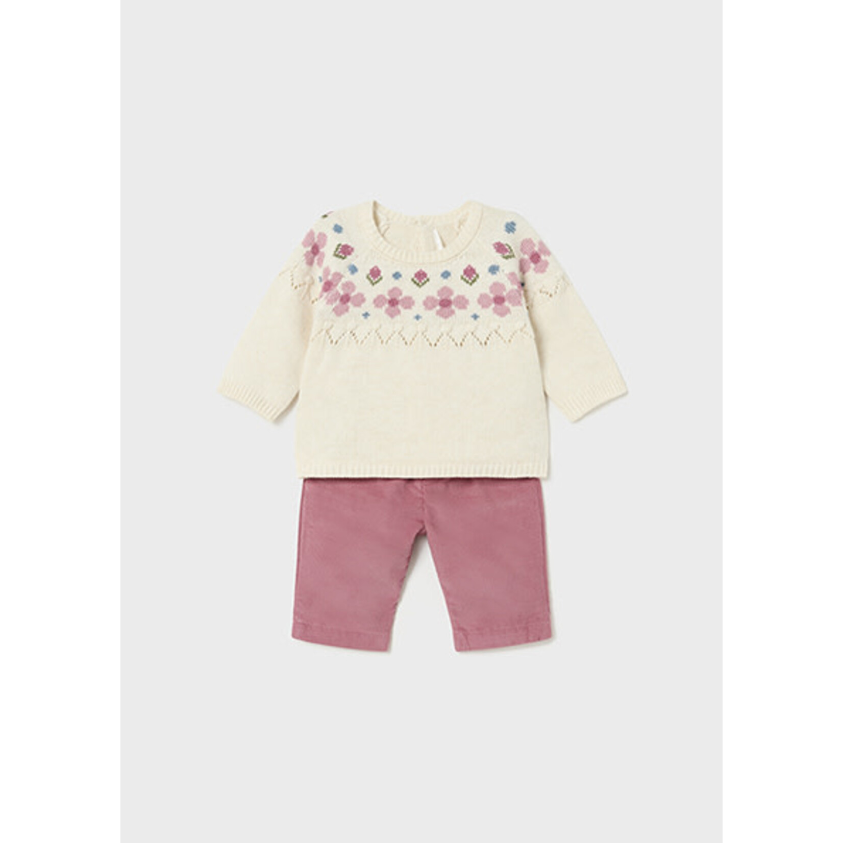 MAYORAL NEWBORN CORDUROY PANTS AND SWEATER SET BABY GIRL