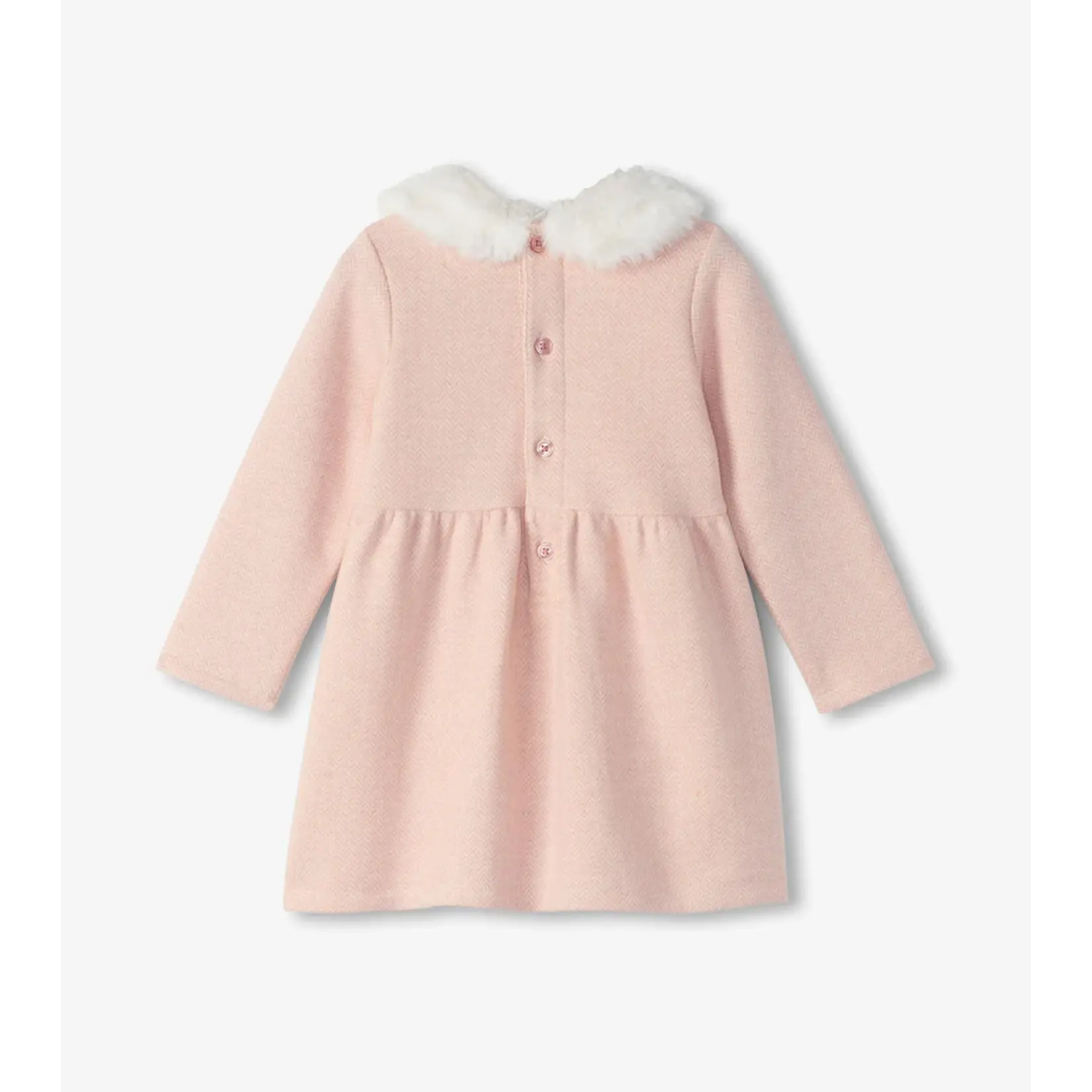 HATLEY HERRINGBONE FUR TRIM BABY & TODDLER DRESS
