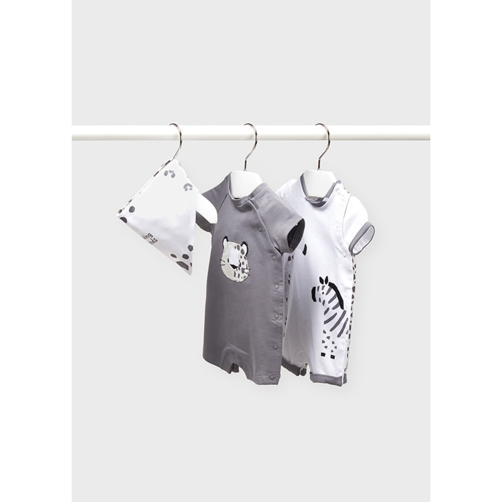MAYORAL NEWBORN 2PC SHORT ROMPER & BANDANA SET BABY BOY