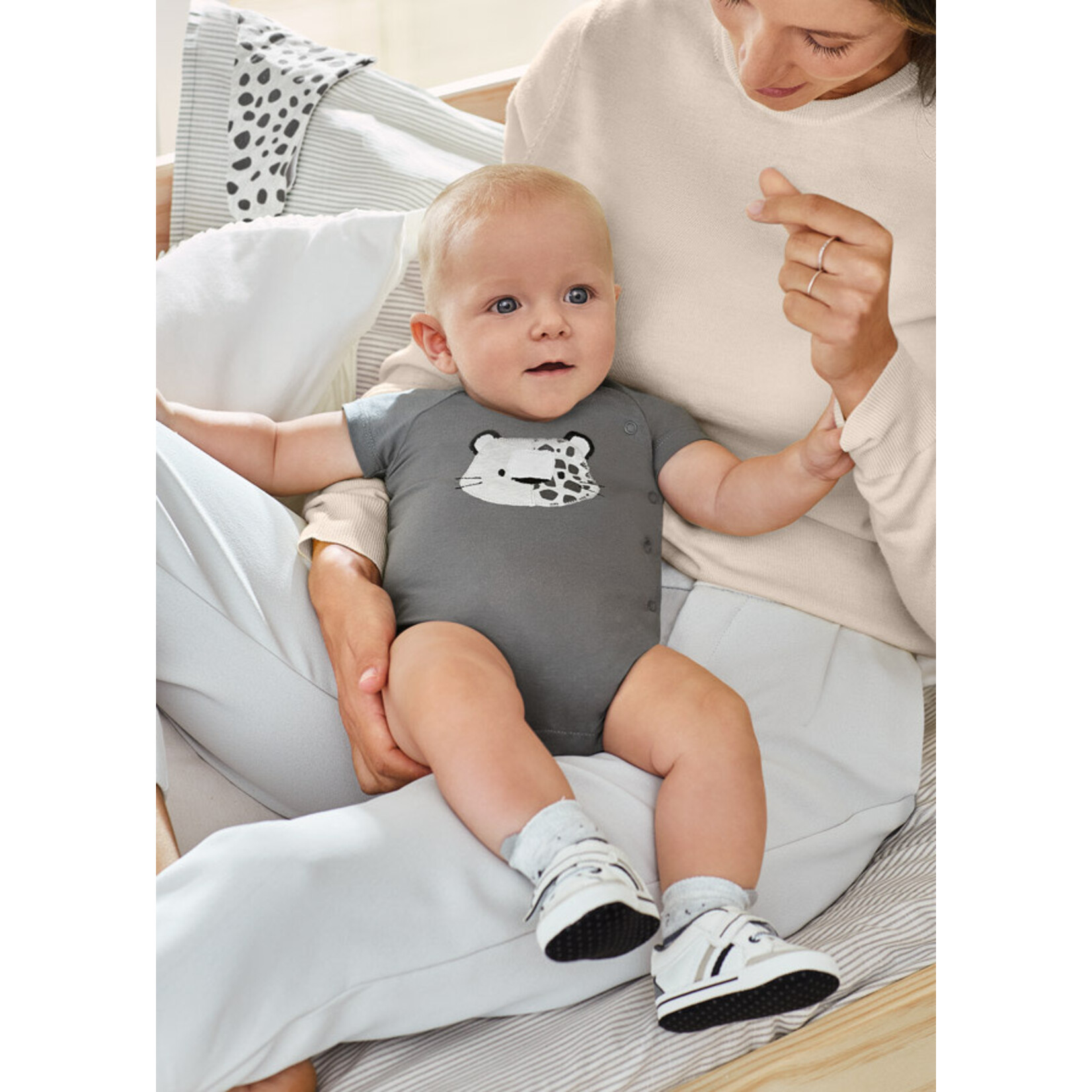 MAYORAL NEWBORN 2PC SHORT ROMPER & BANDANA SET BABY BOY