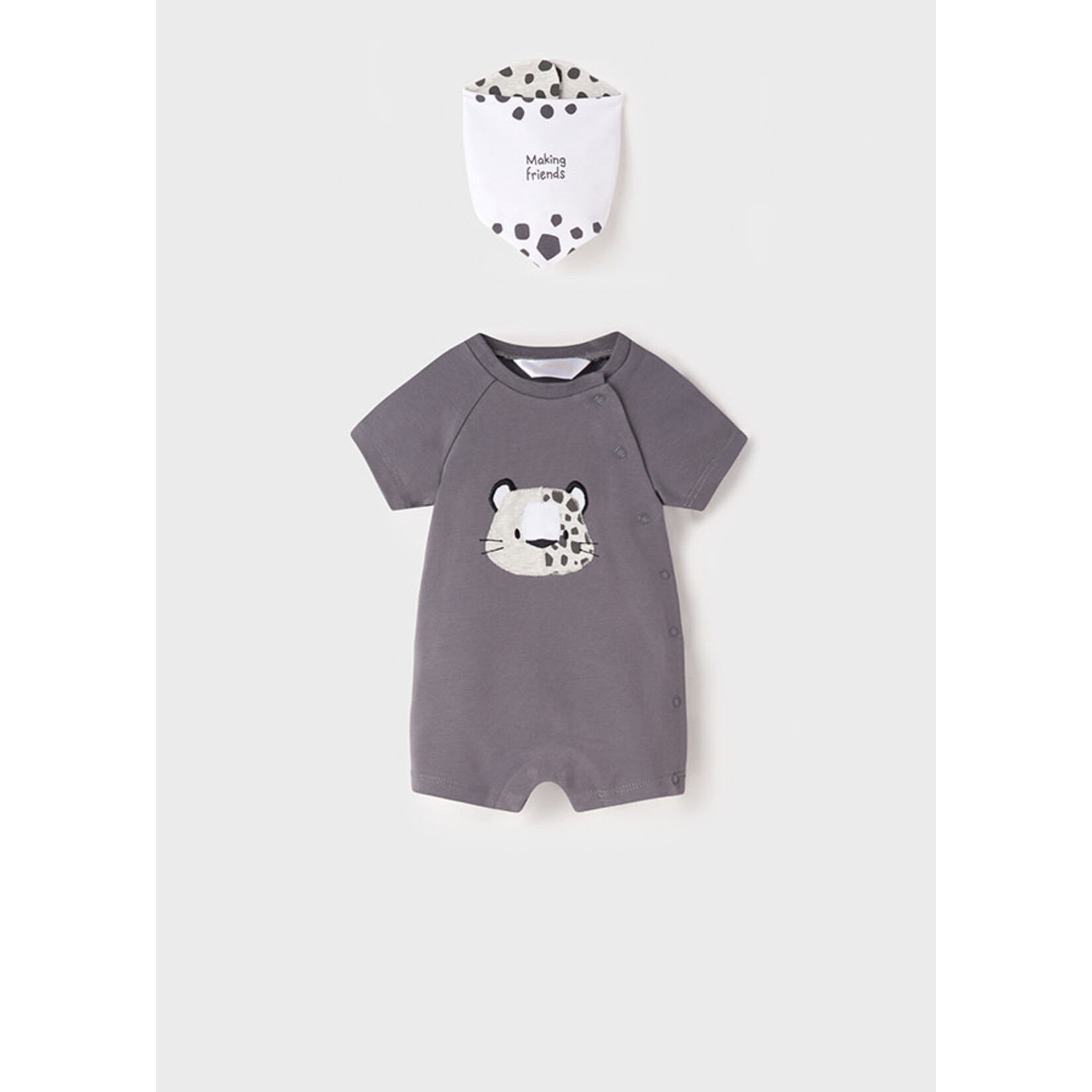 MAYORAL NEWBORN 2PC SHORT ROMPER & BANDANA SET BABY BOY