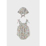 MAYORAL NEWBORN Baby Girl Floral Jade Romper w/ Hat