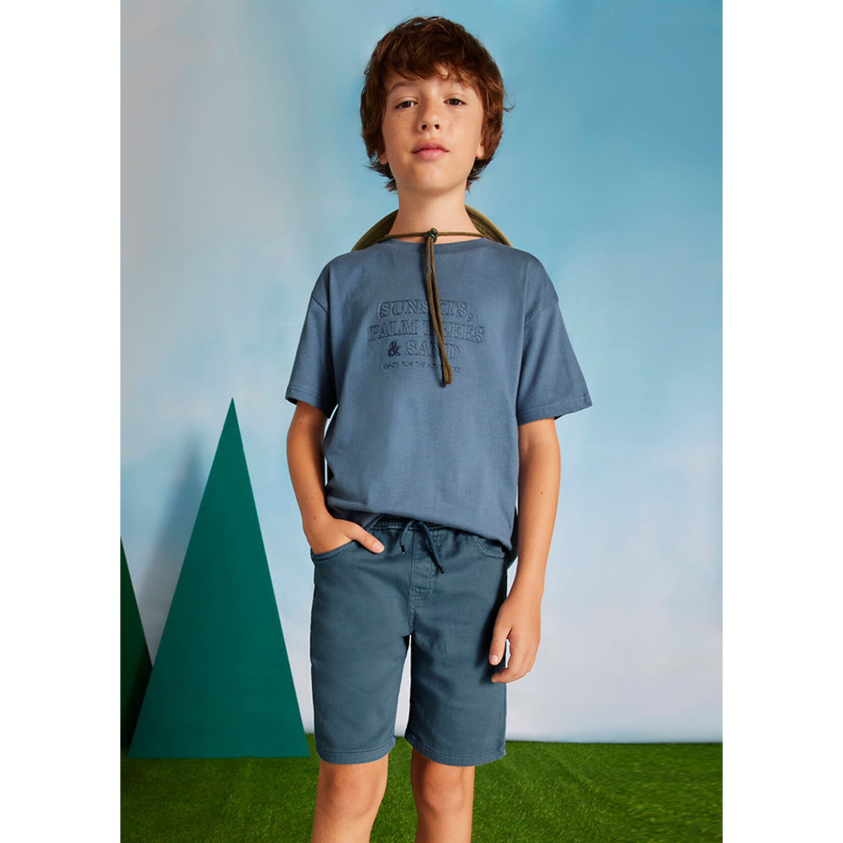 MAYORAL TWEEN Tween Boy Twill Shorts with Drawstring