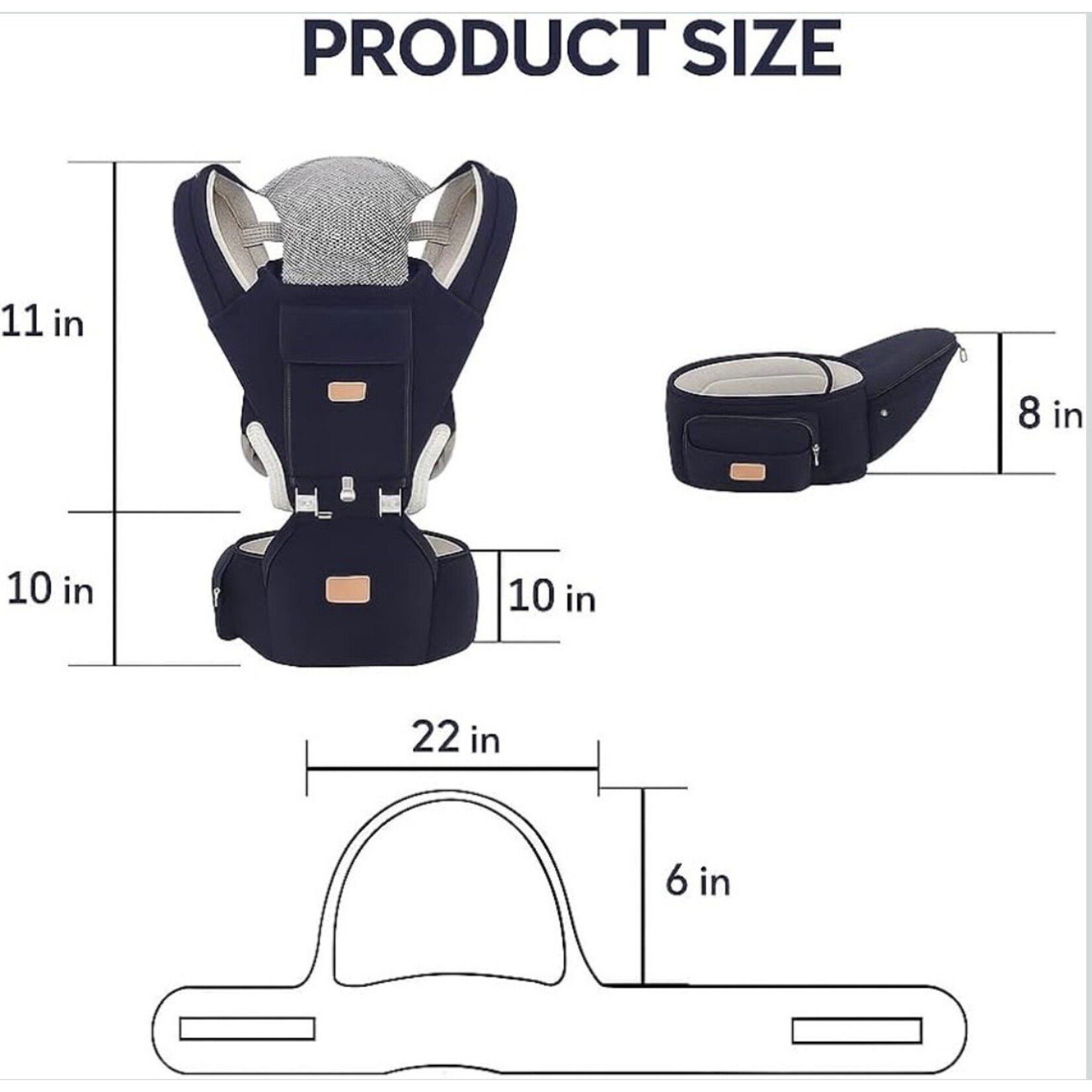 Sharth Baby Essentials Baby Carrier with Hip Seat, 6-in-1 Infants & Toddlers (7-41 lbs) Carrier Dark Blue