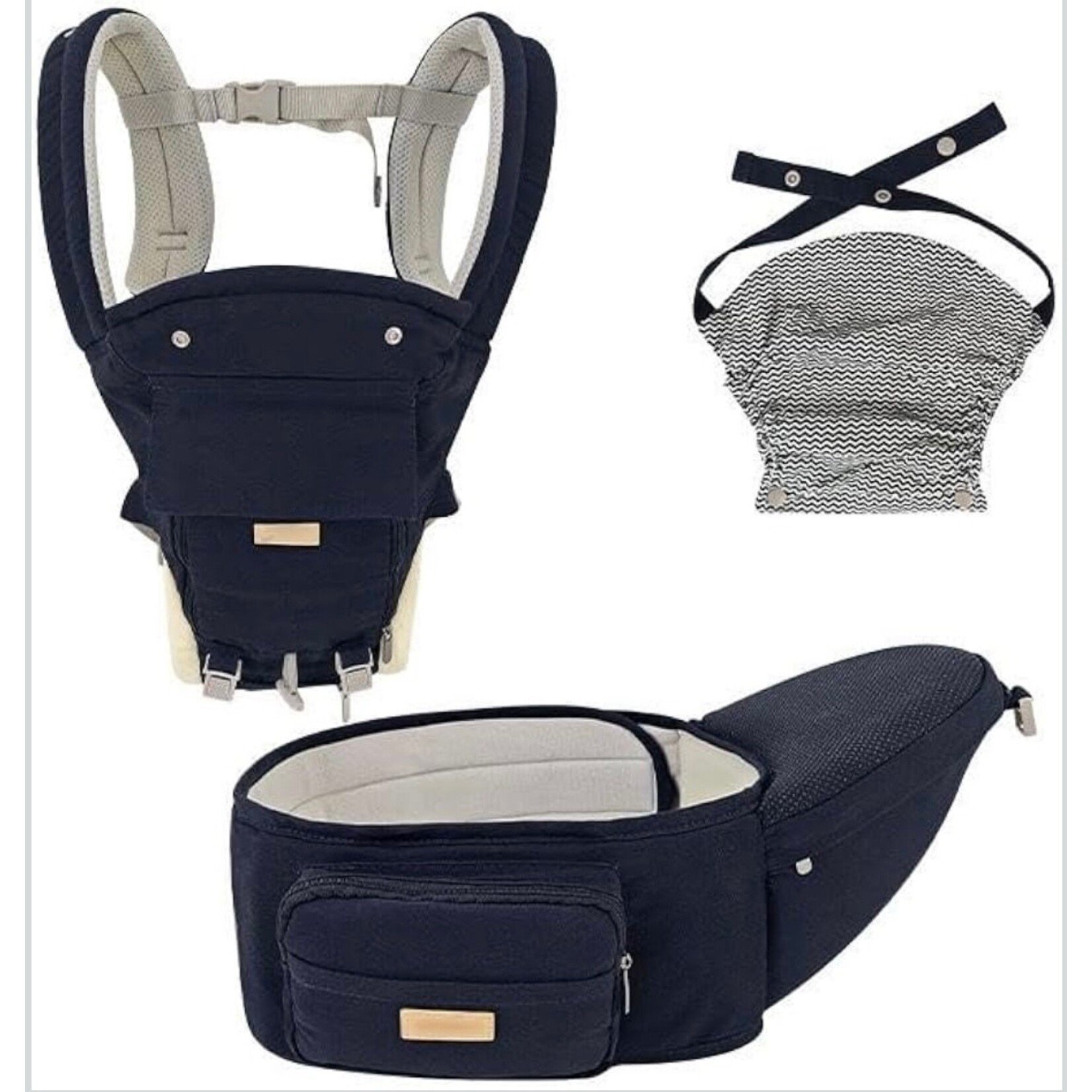 Sharth Baby Essentials Baby Carrier with Hip Seat, 6-in-1 Infants & Toddlers (7-41 lbs) Carrier Dark Blue