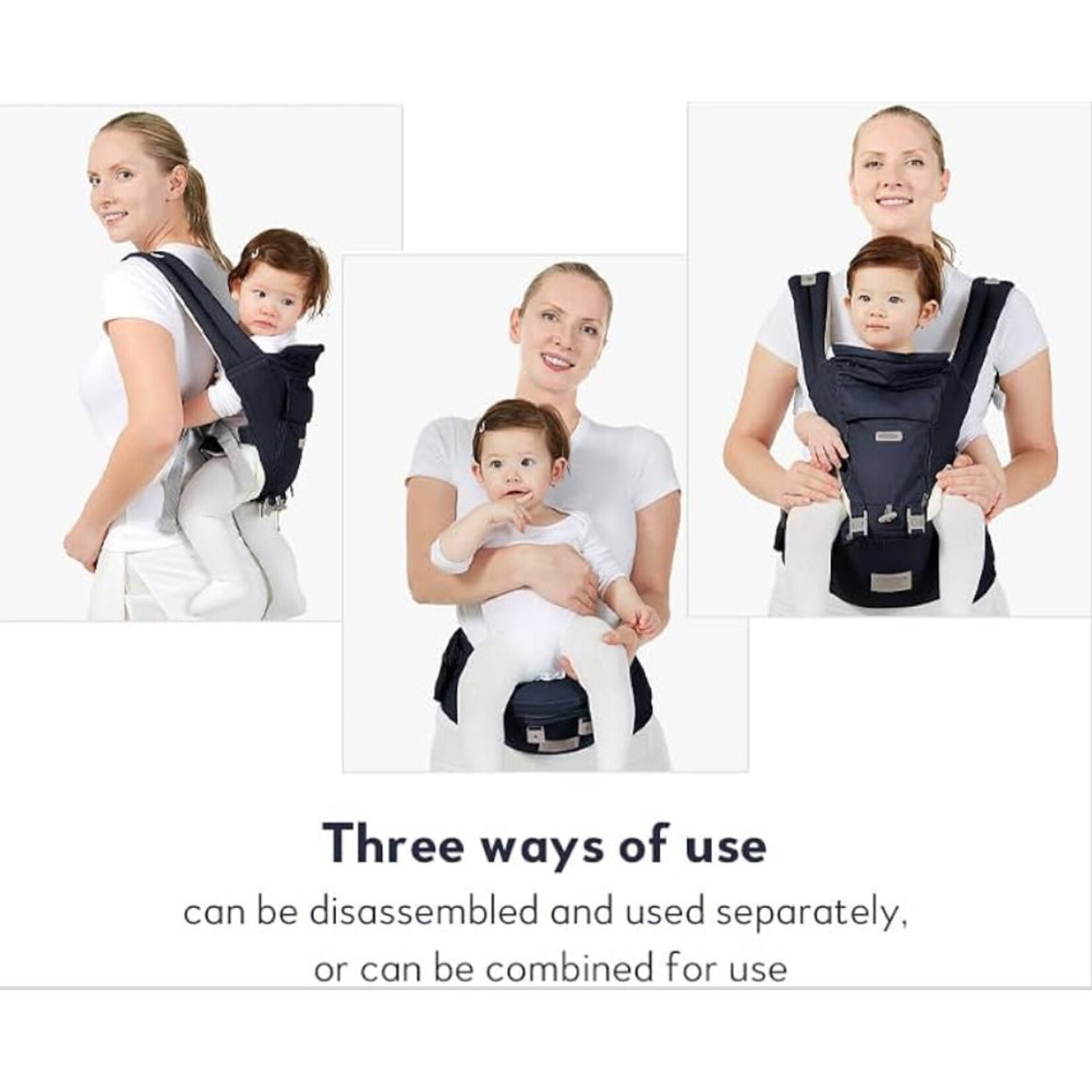 Sharth Baby Essentials Baby Carrier with Hip Seat, 6-in-1 Infants & Toddlers (7-41 lbs) Carrier Dark Blue