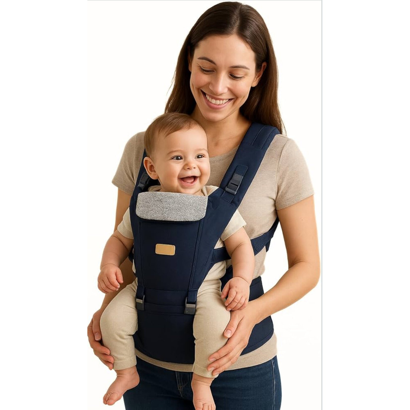 Sharth Baby Essentials Baby Carrier with Hip Seat, 6-in-1 Infants & Toddlers (7-41 lbs) Carrier Dark Blue