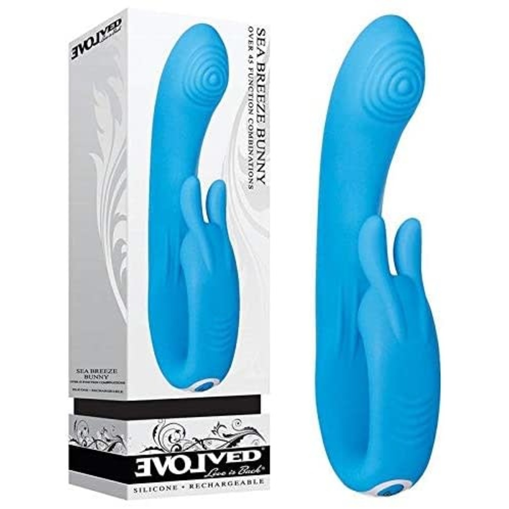 Sea Breeze Bunny Rechargeable Silicone G-Spot Rabbit Vibrator - Blue