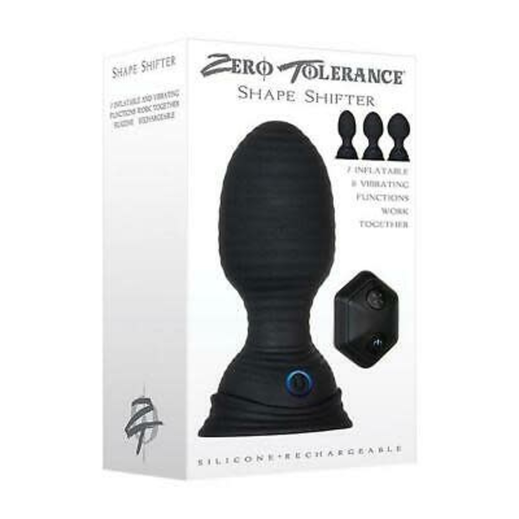Zero Tolerance Shape Shifter Rechargeable Silicone Inflatable Anal Plug With Remote Control - Black