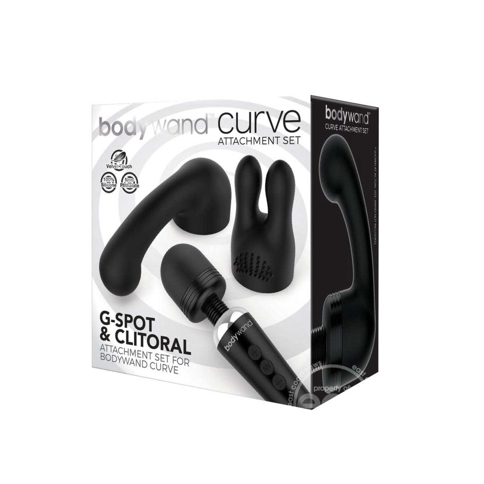 Bodywand Curve Silicone G-Spot & Clitoral Attachment Set - Black