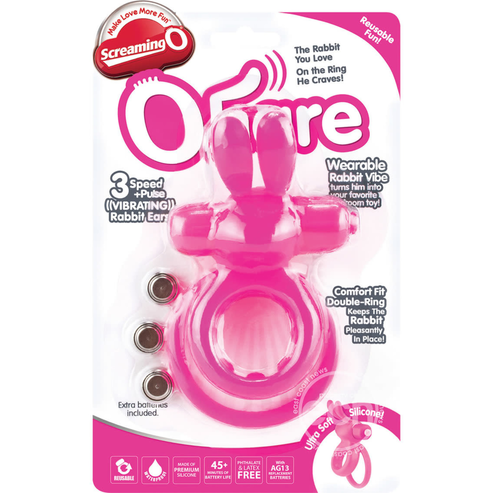 Ohare Silicone Vibrating Rabbit Cockring Waterproof Pink