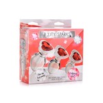 Booty Sparks Red Heart Gem Glass Plug Set 3pc - S/M/L - Red/Clear