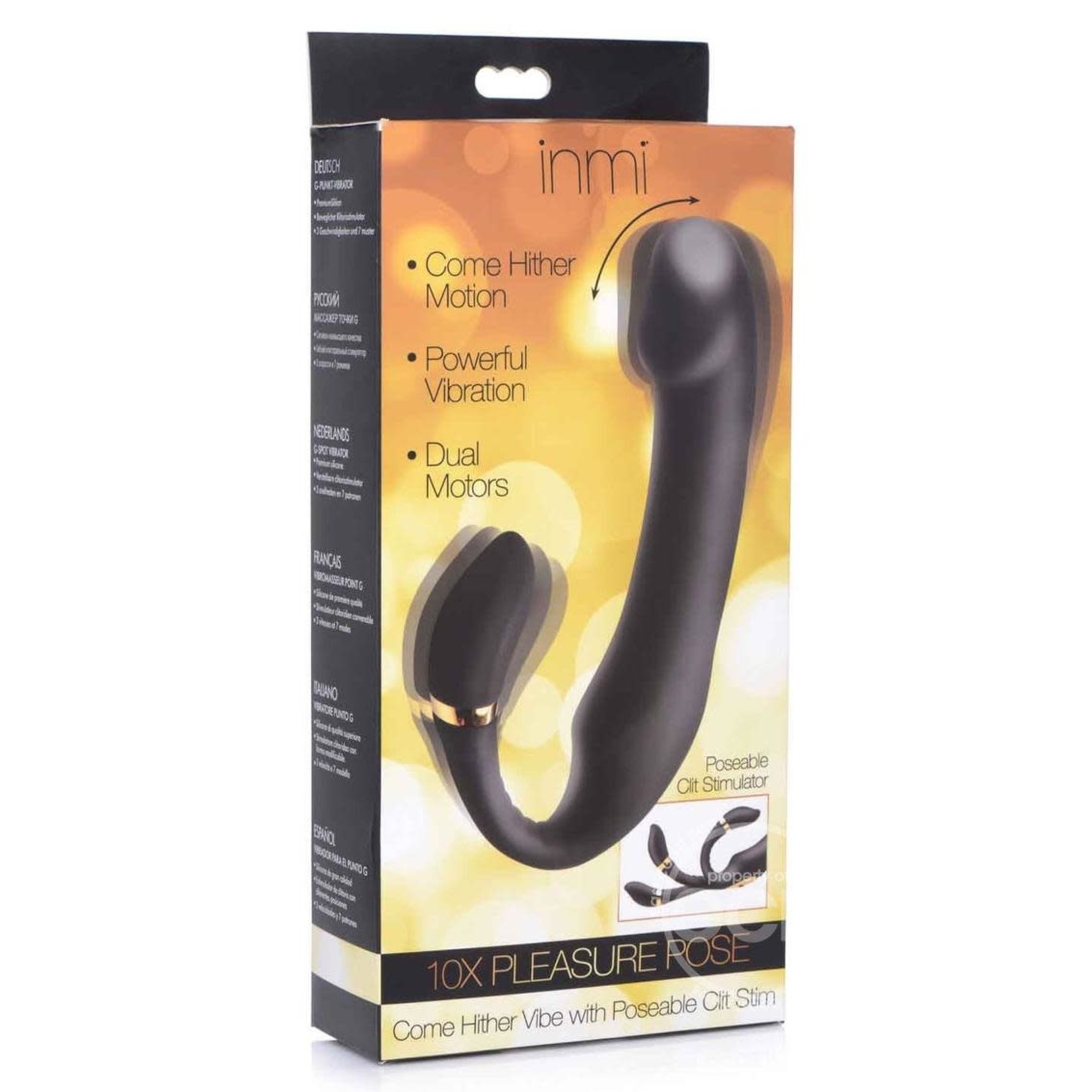 Inmi 10x Pleaure Pose Vibe With Clit Stimulator Silicone Rechargeable Vibrator - Black