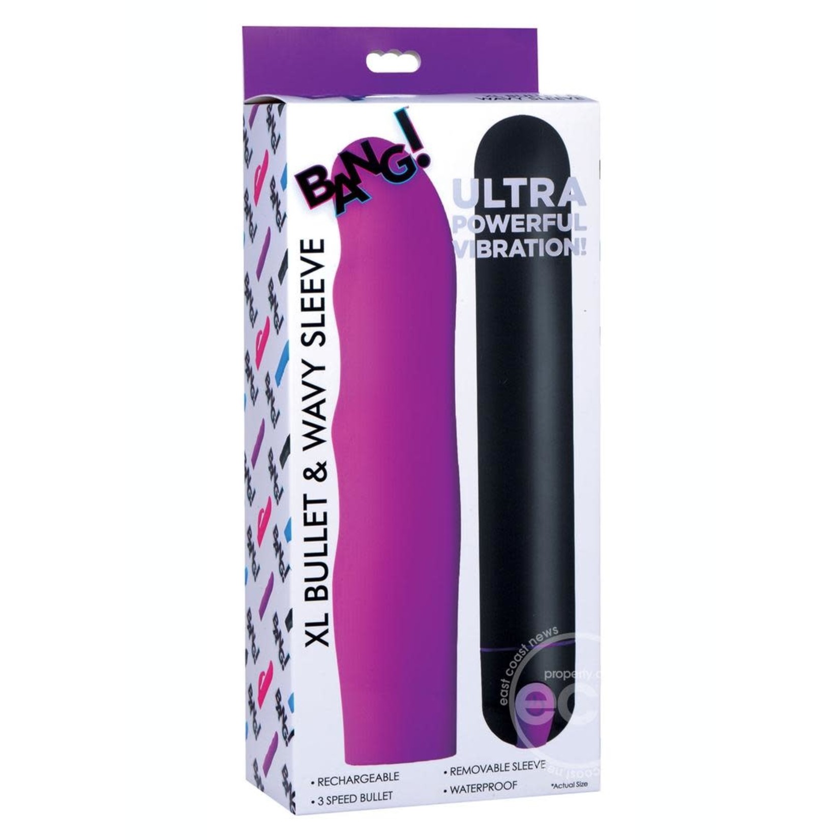 Bang! XL Bullet And Wavy Silicone Sleeve Set - Purple