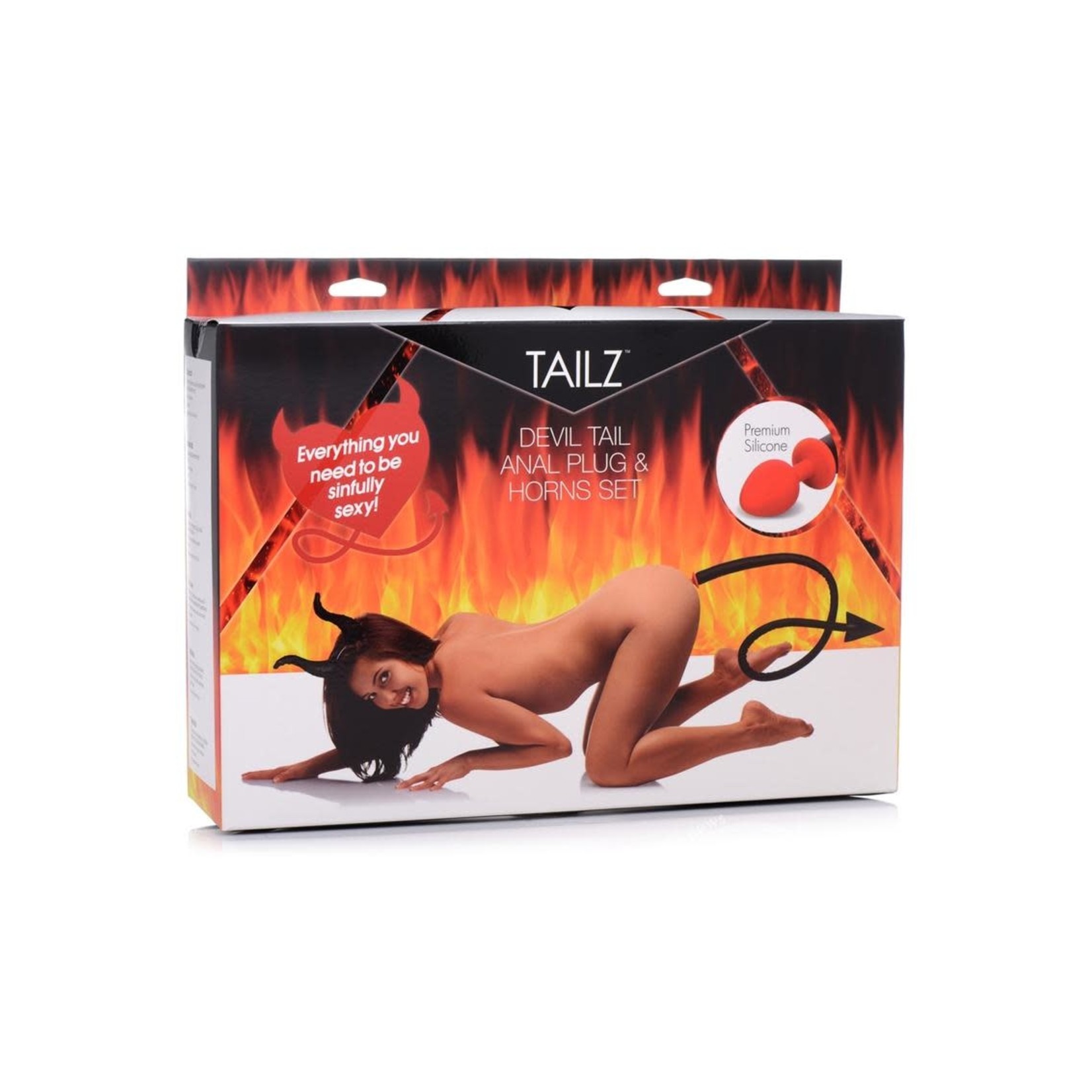 Tailz Devil Tail Anal Plug And Horns Set 2pc - Black