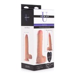 Strap U Real Thrust Thrusting and Vibrating Rechargeable Silicone Dildo - Vanilla