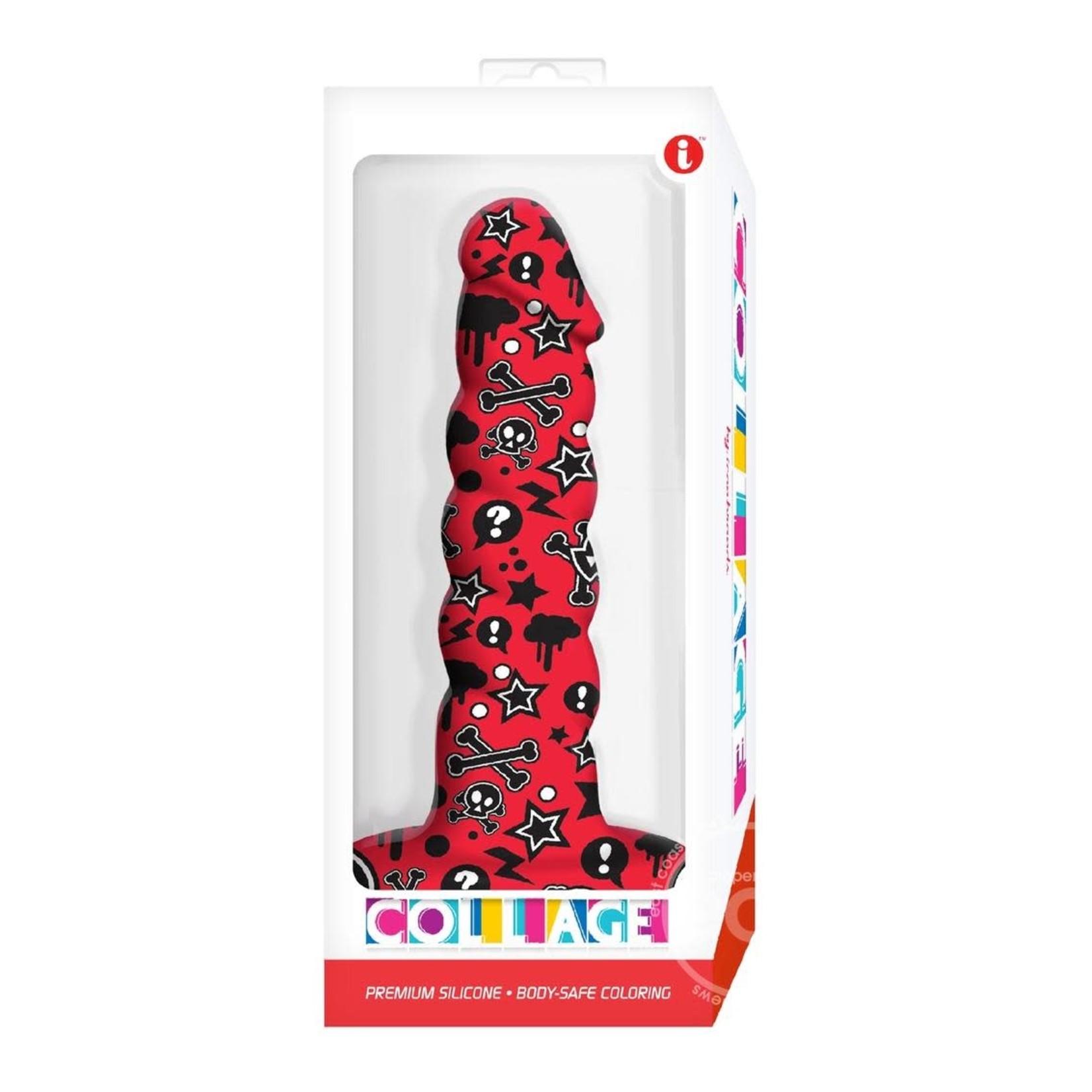 Collage Goth Girl Twisted Silicone Dildo - Red