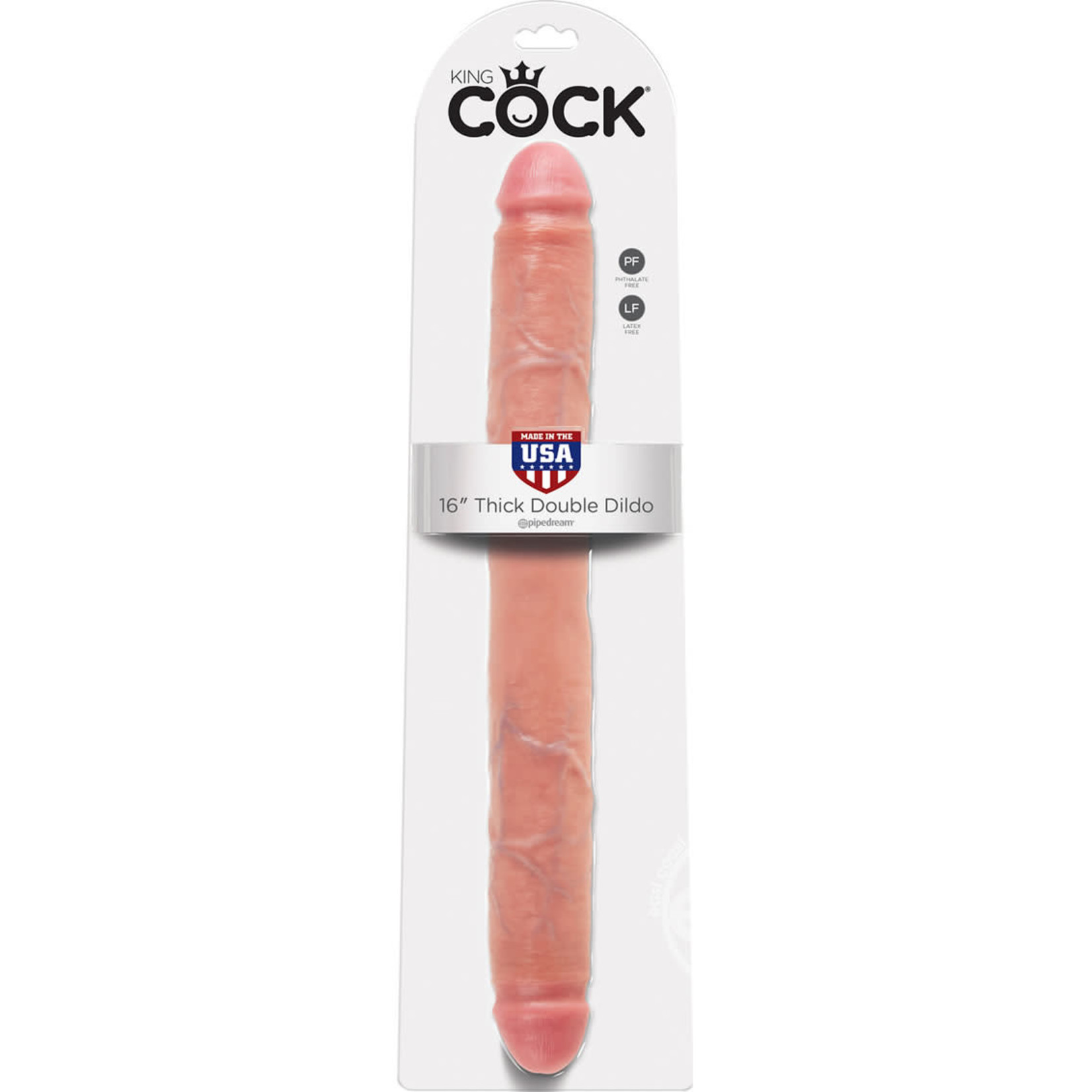 King Cock Thick Double Dildo 16in - Vanilla