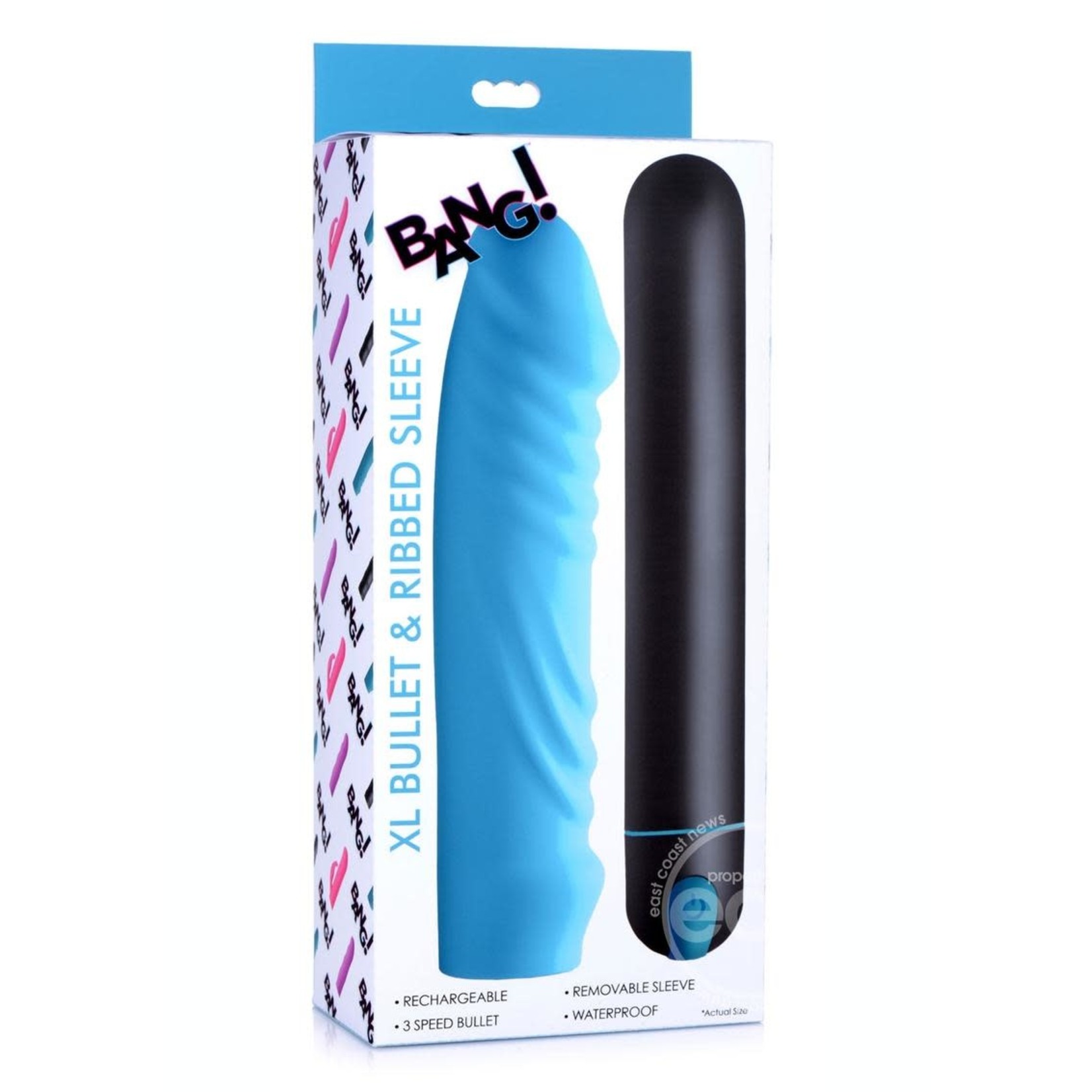 Bang! XL Bullet And Ribbed Silicone Sleeve Set - Blue