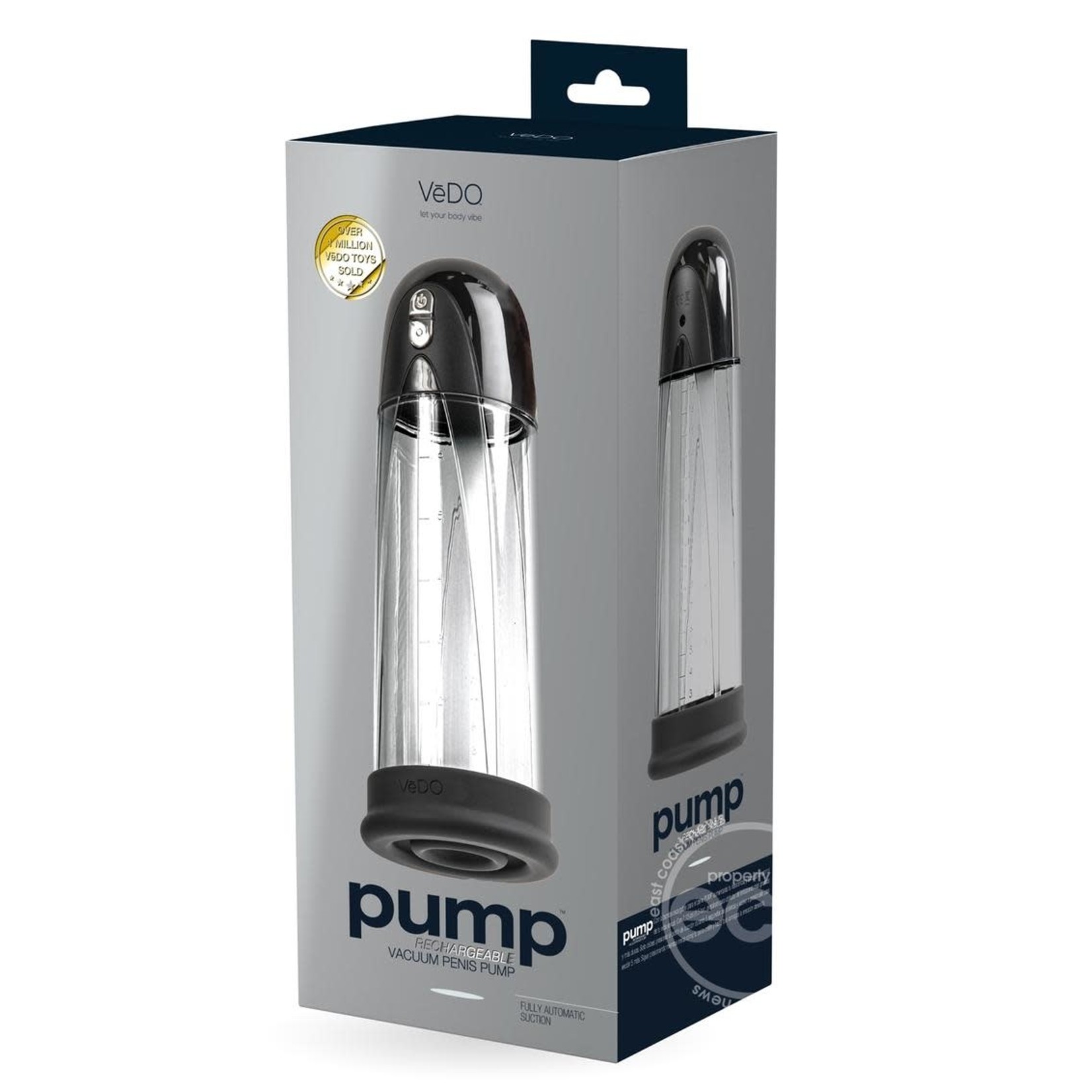 VeDO Pump Rechargeable Silicone Vacuum Penis Pump - Just Black