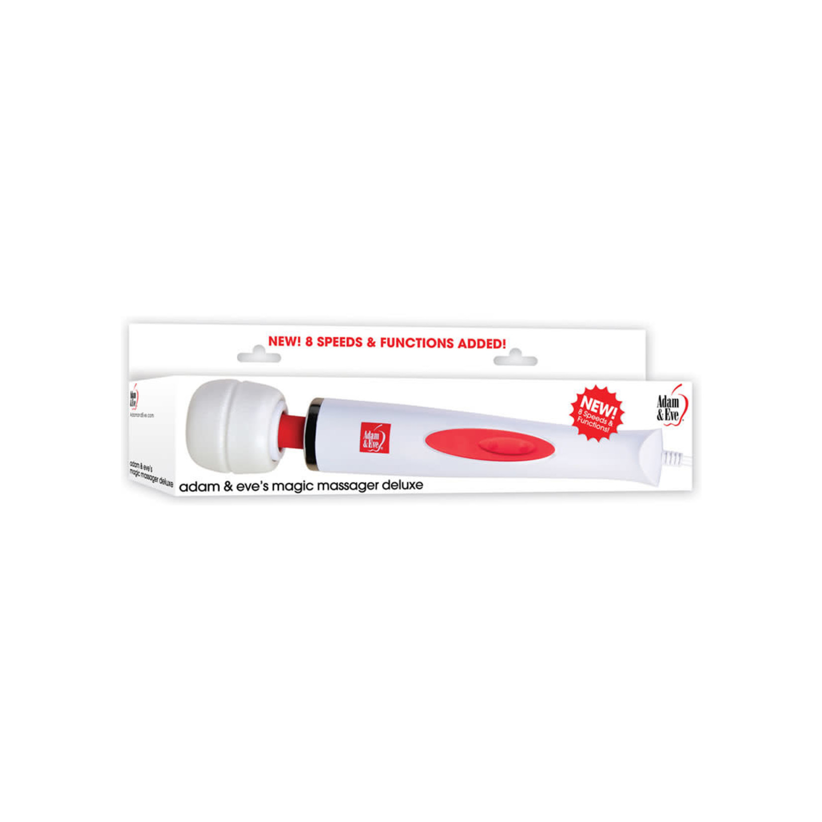 Adam & Eve Adam & Eve's Plug-In Magic Wand Massager Deluxe - White And Red  - Frenzies