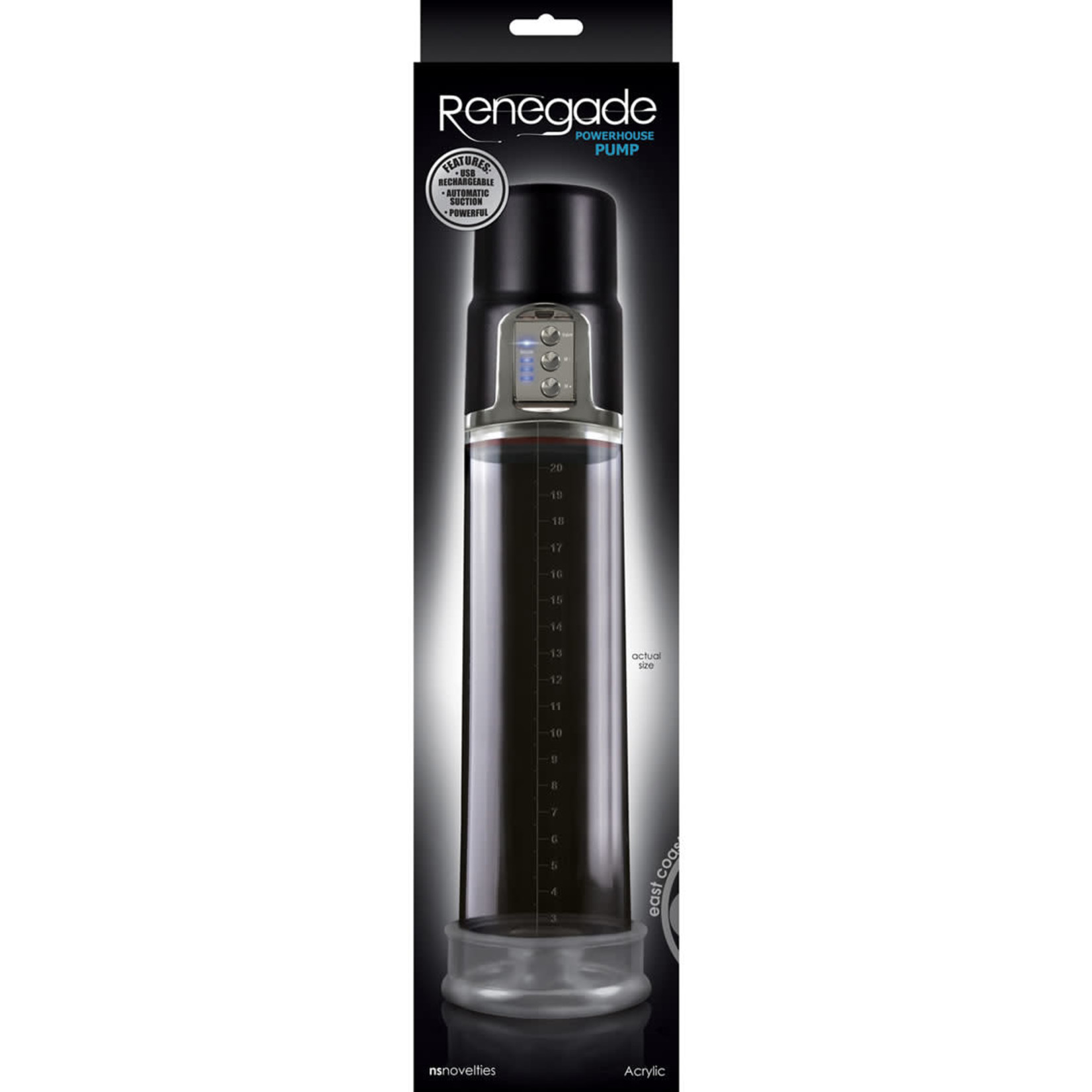 Renegade Powerhouse Rechargeable Penis Pump - Black