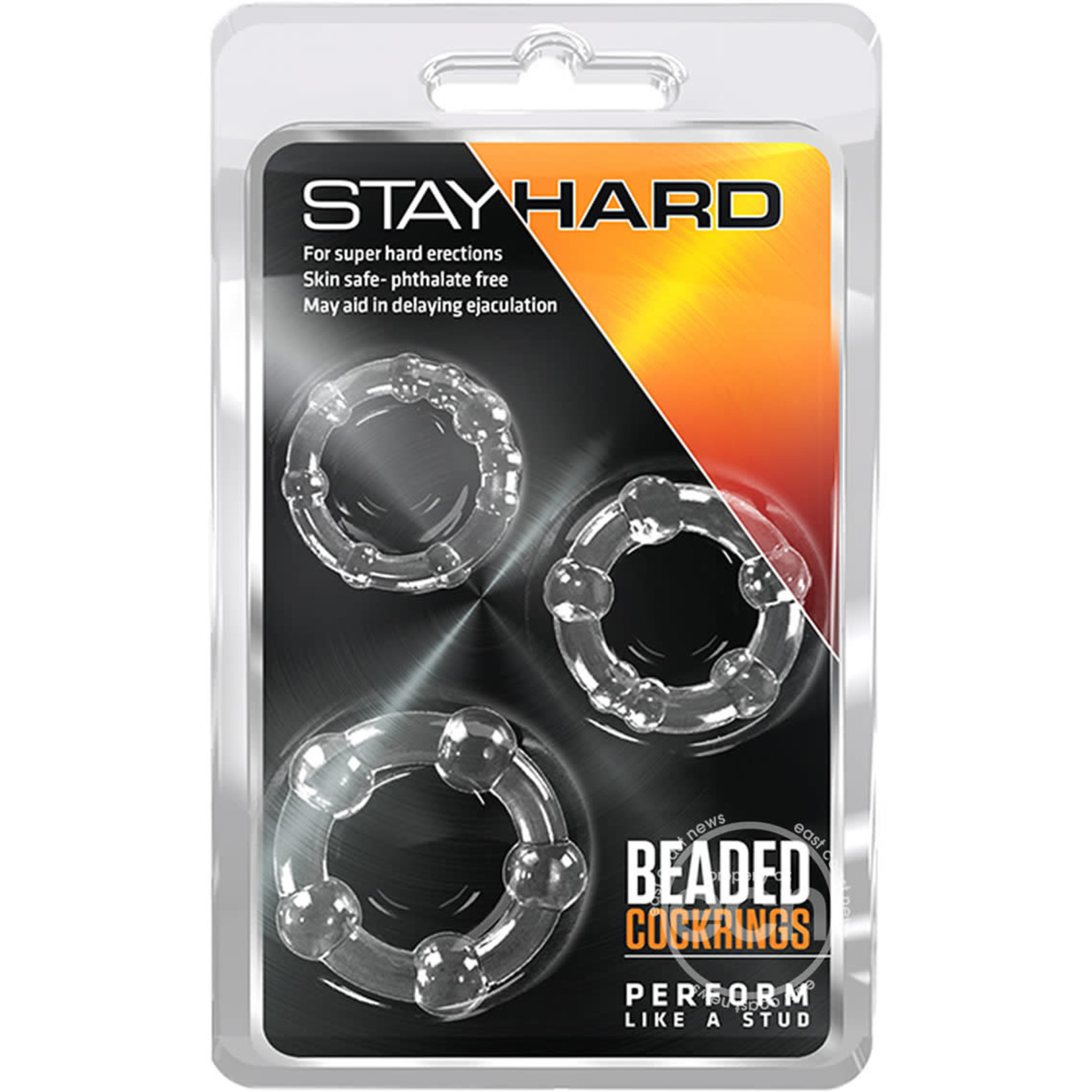 Stay Hard Beaded Cock Rings (3 Sizes) - Clear