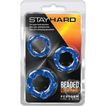 Stay Hard Beaded Cock Rings (3 Sizes) - Blue