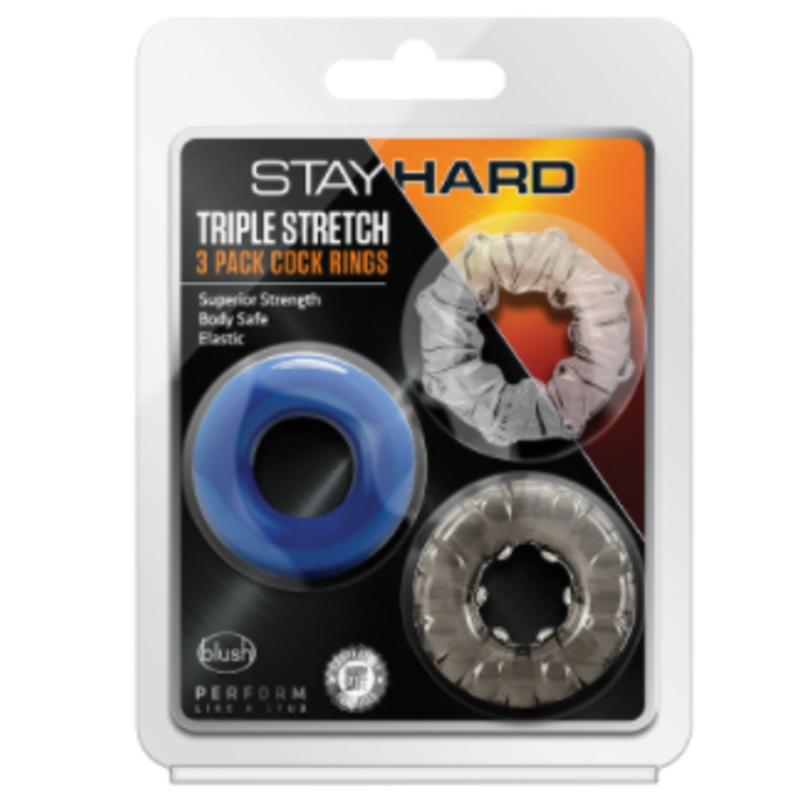 Stay Hard Triple Stretch Cock Rings (3 Pack) - Multiple Colors