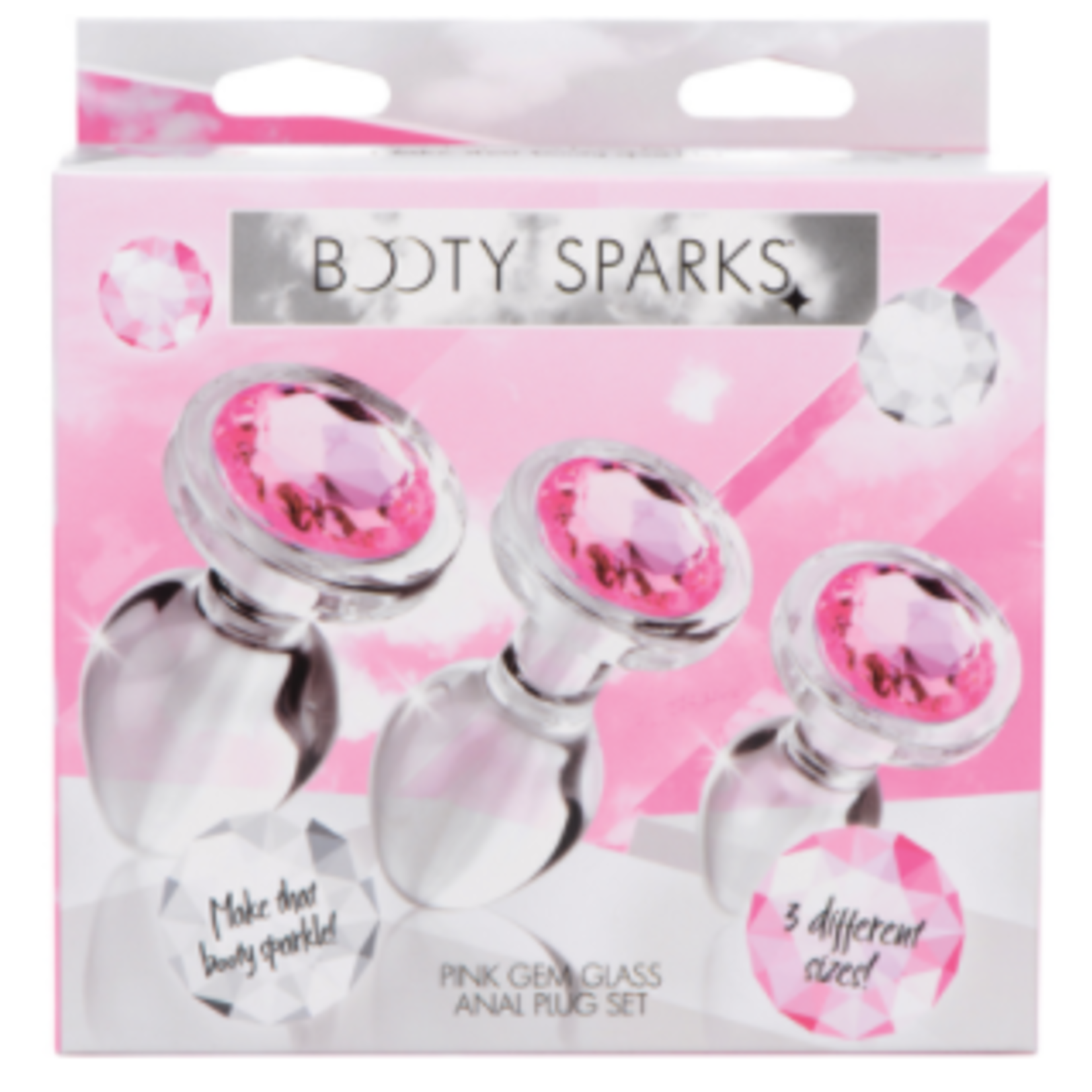 Booty Sparks Pink Gem Glass Anal Plug Set