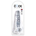 King Cock Dildo with Balls 8in - Clear
