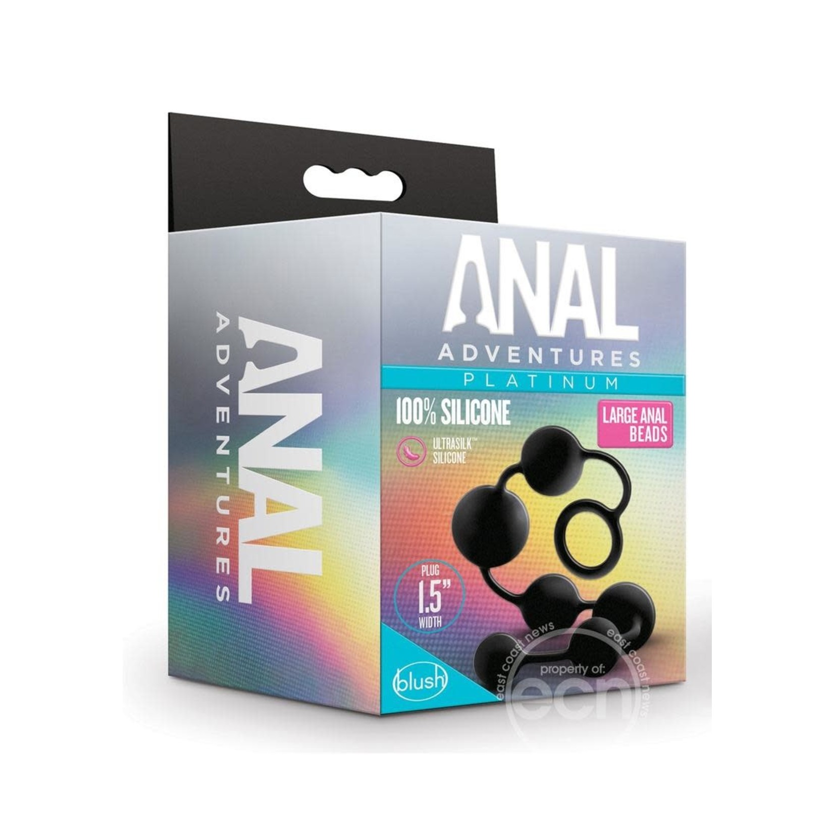 Anal Adventure Platinum Silicone Large Anal Beads - Black