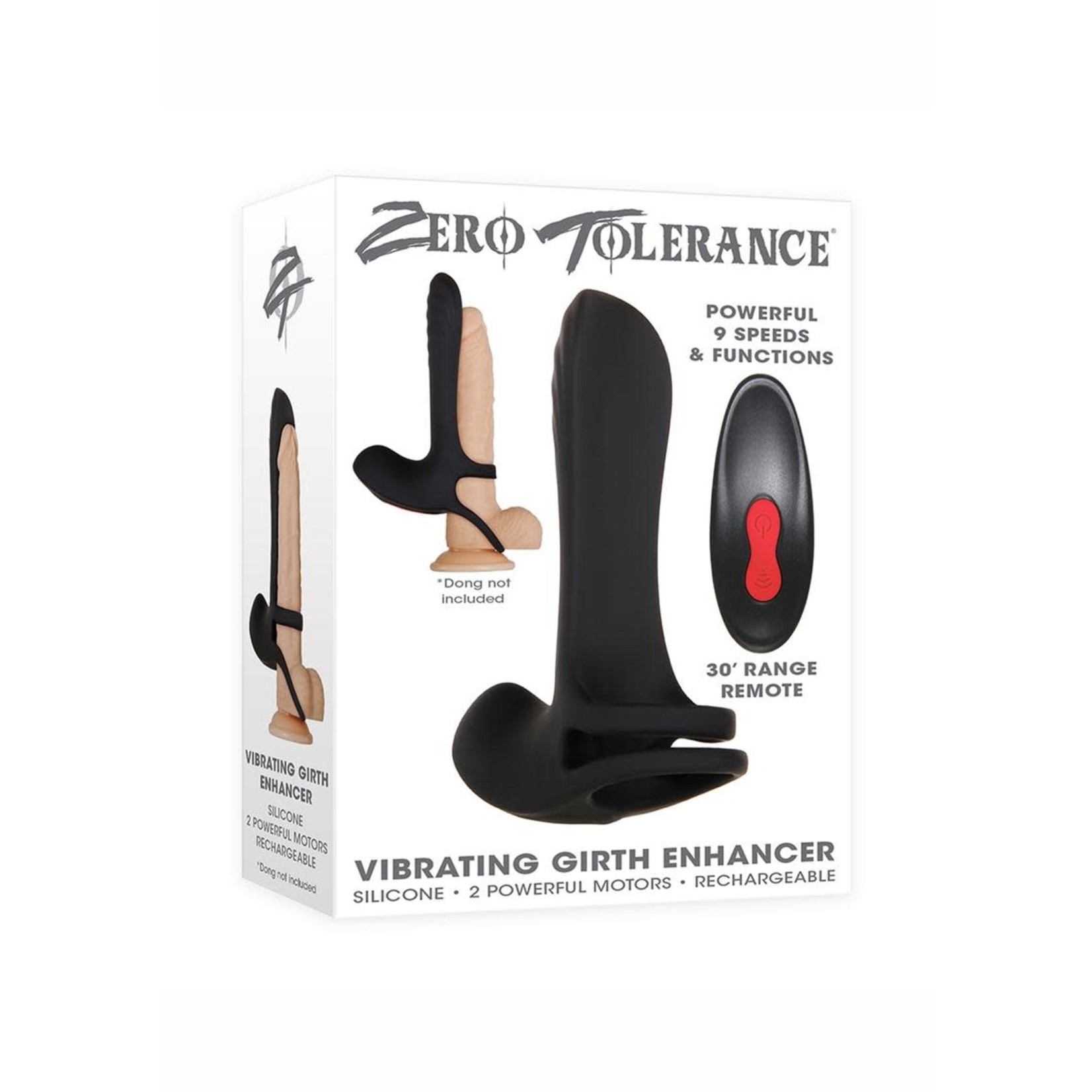 Zero Tolerance Vibrating Girth Enhancer Silicone Rechargeable Sleeve With Remote Control - Black/Red