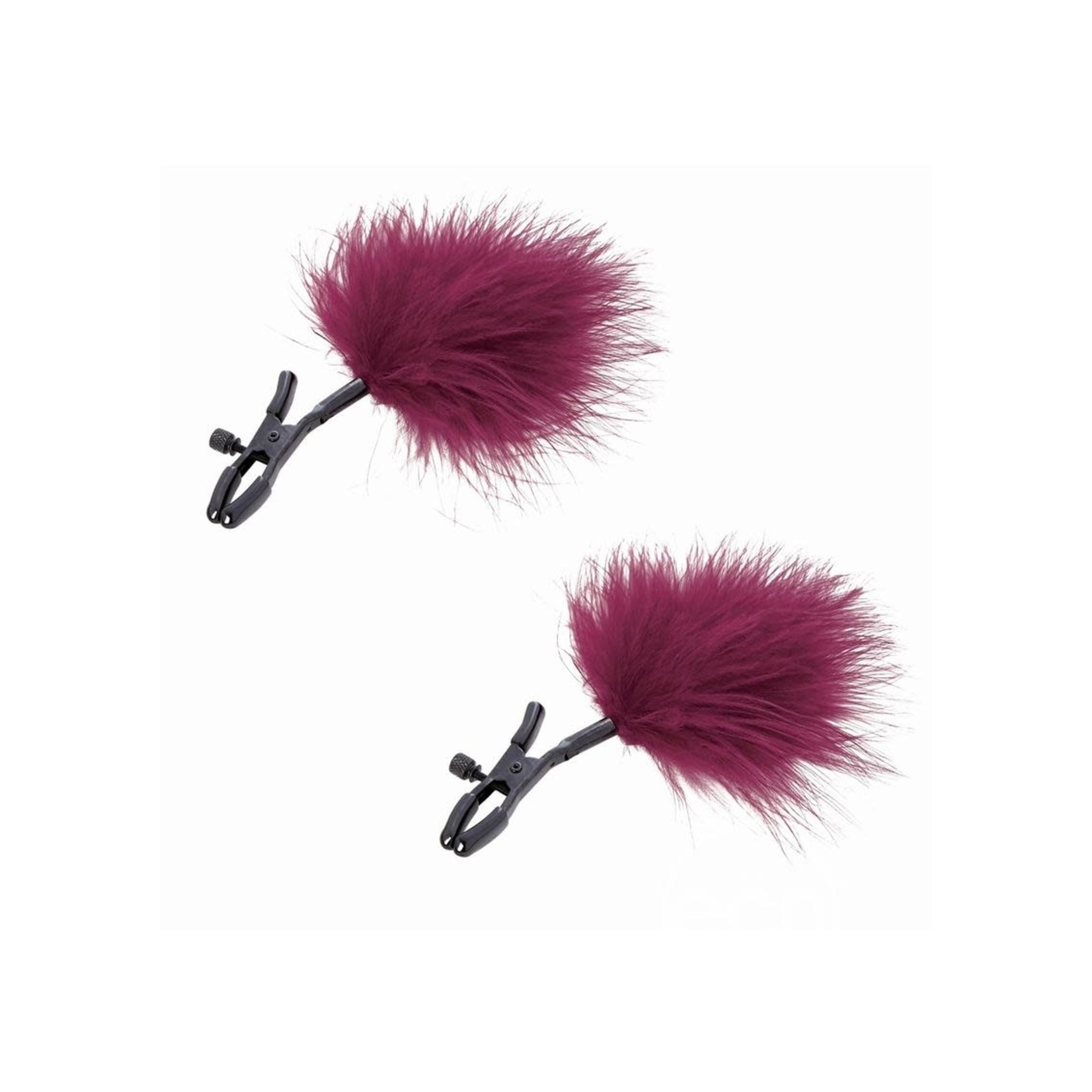 Sex & Mischief Enchanted Feather Nipple Clamps - Red/Black
